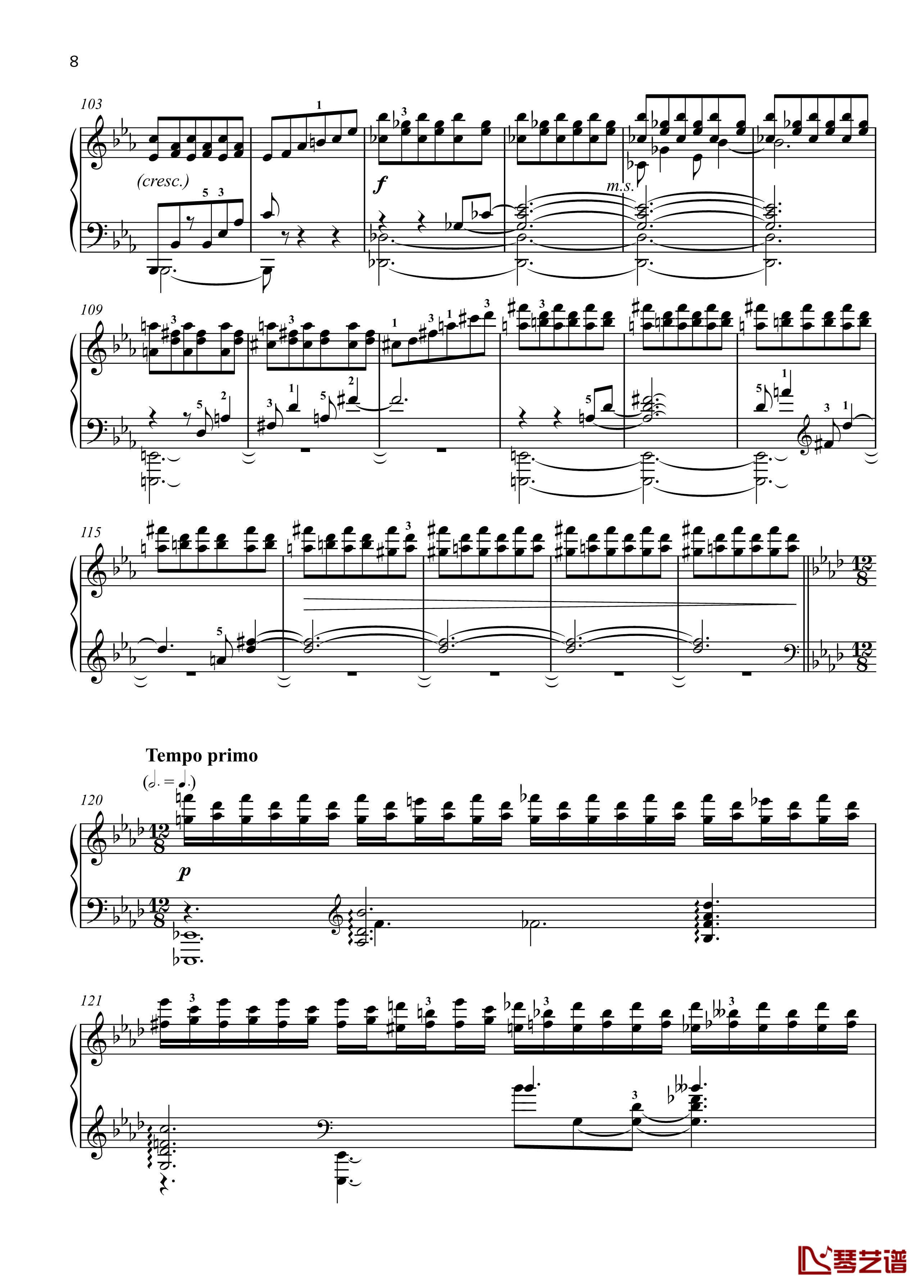 No. 2. Dream. Moderato钢琴谱-带指法- 八首音乐会练习曲 Eight Concert ?tudes Op 40 -爵士-尼古拉·凯帕斯汀8