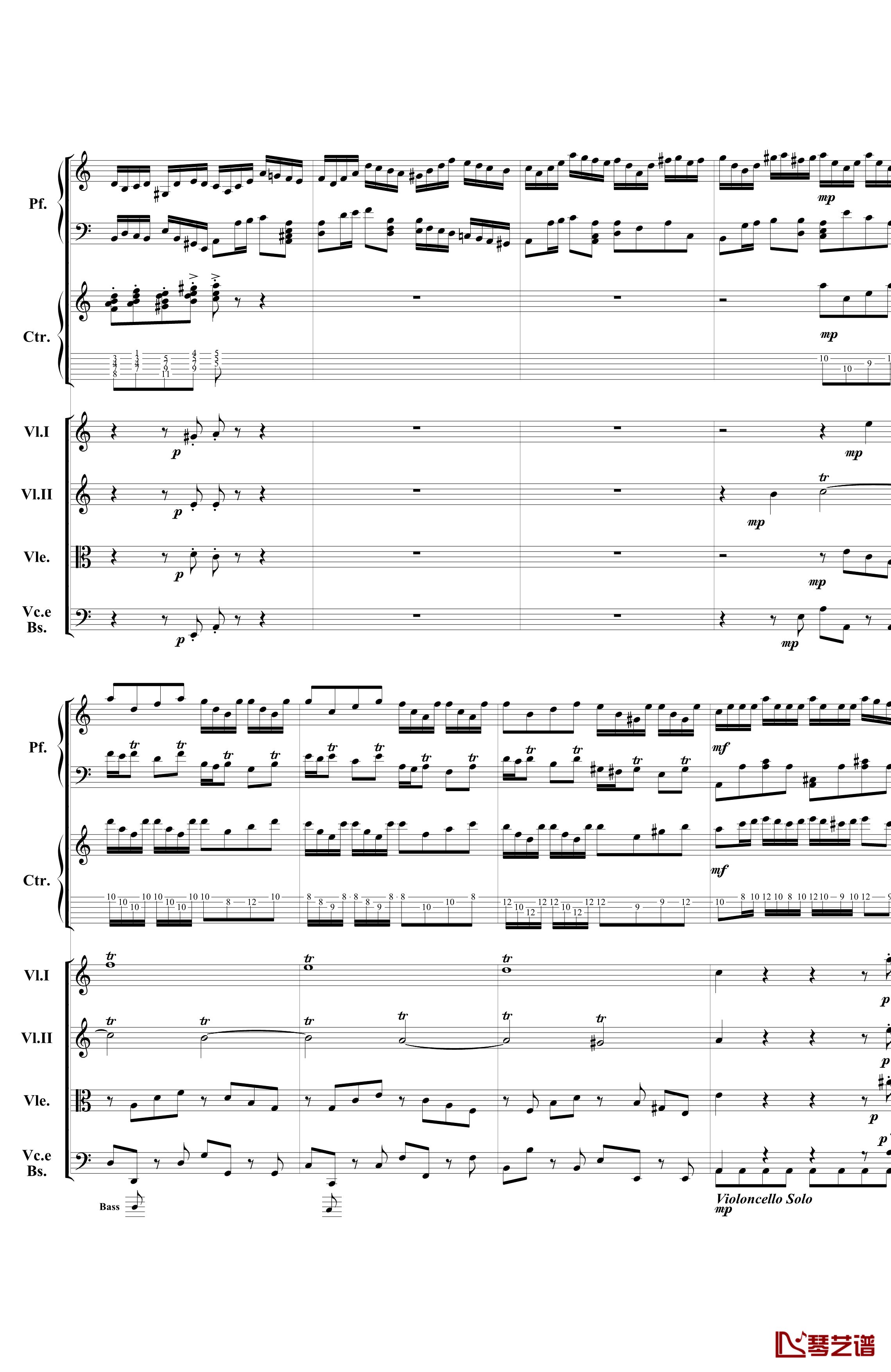巴赫为四架钢琴写的钢琴协奏曲钢琴谱-钢琴吉他弦乐组-巴哈-Bach, Johann Sebastian9