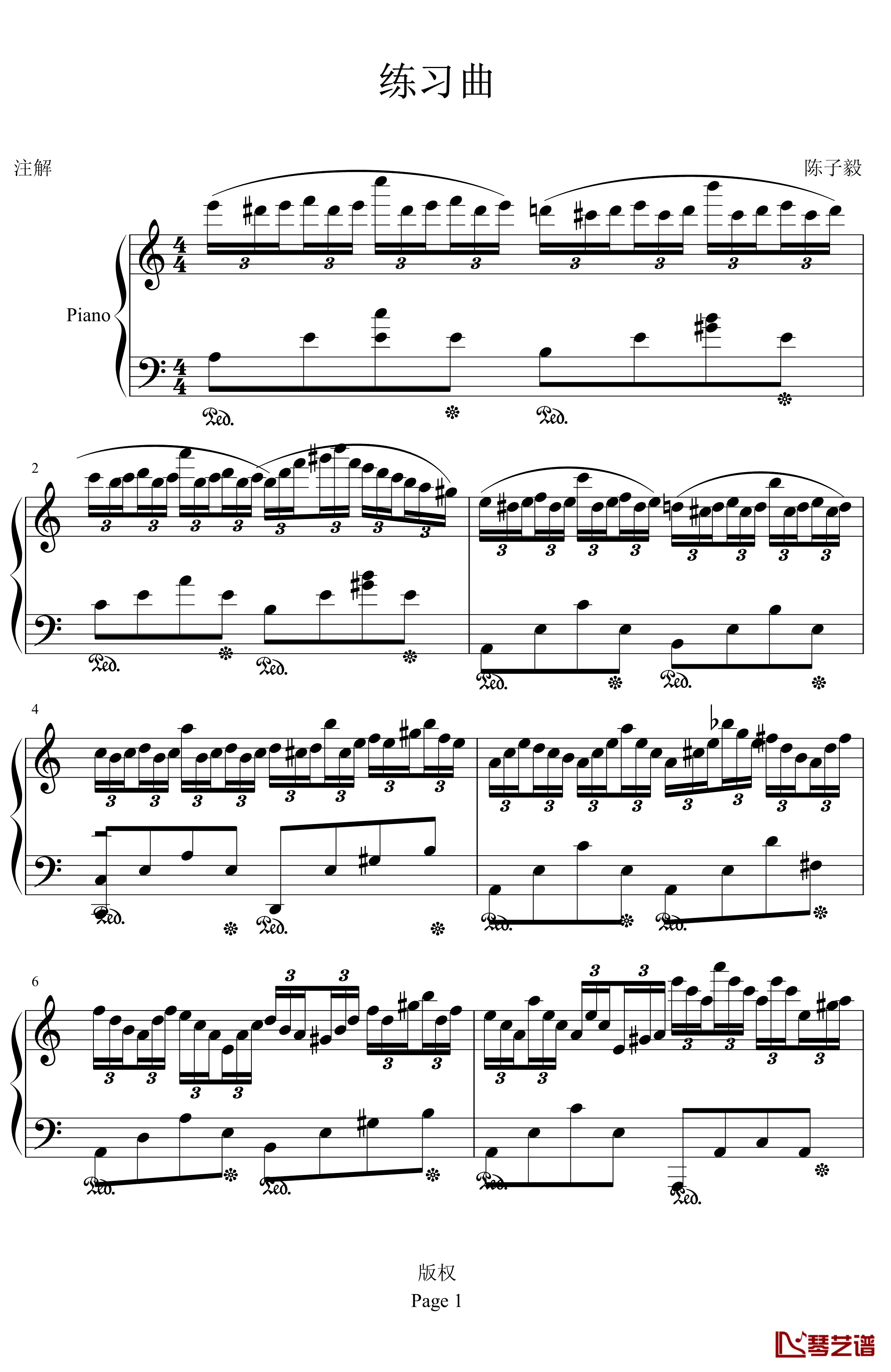 练习曲钢琴谱-peipei61112011