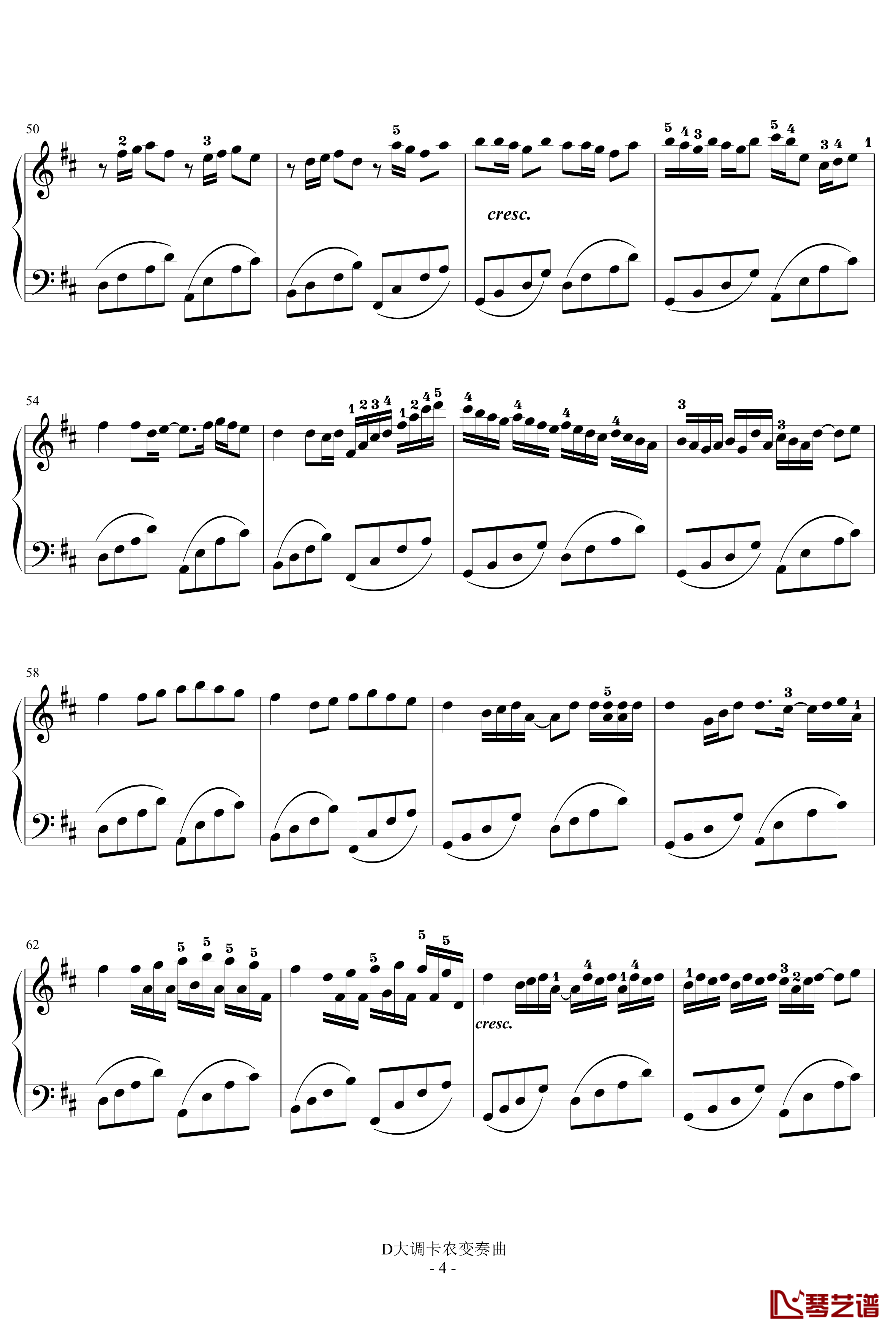 D大调卡农钢琴谱-Johann Pachelbel4