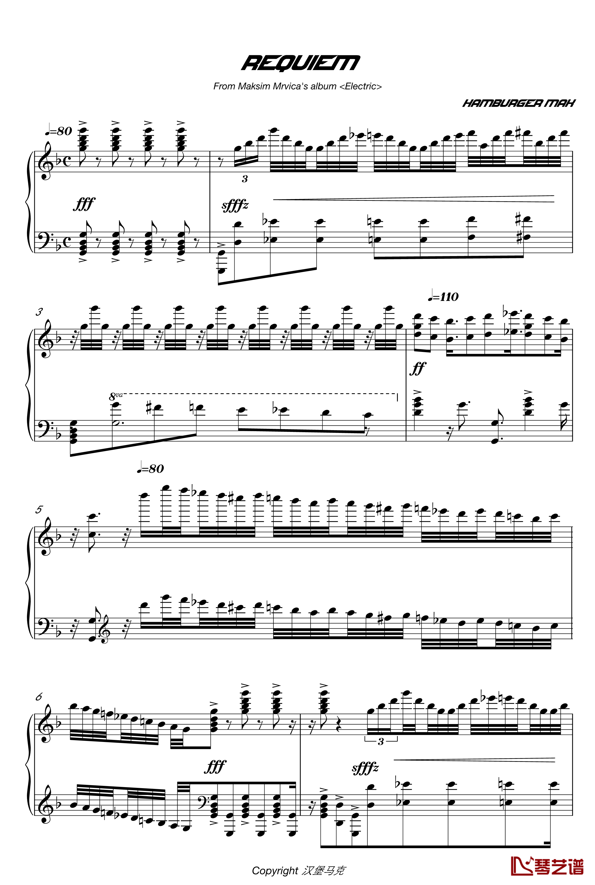 马克西姆安魂曲钢琴谱-Requiem-马克西姆-Maksim·Mrvica1