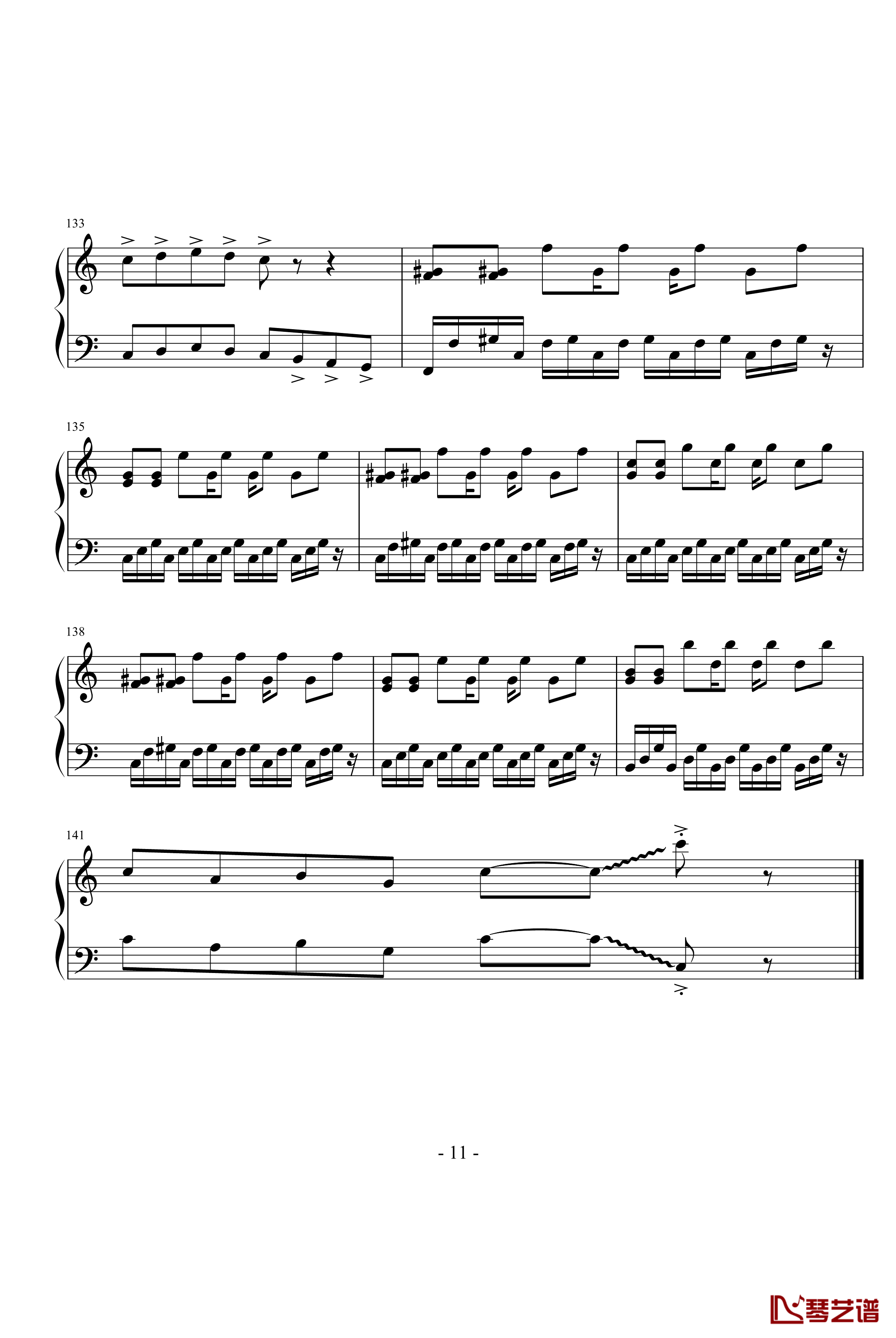 雪剑钢琴曲Op12钢琴谱-落花吹雪剑11