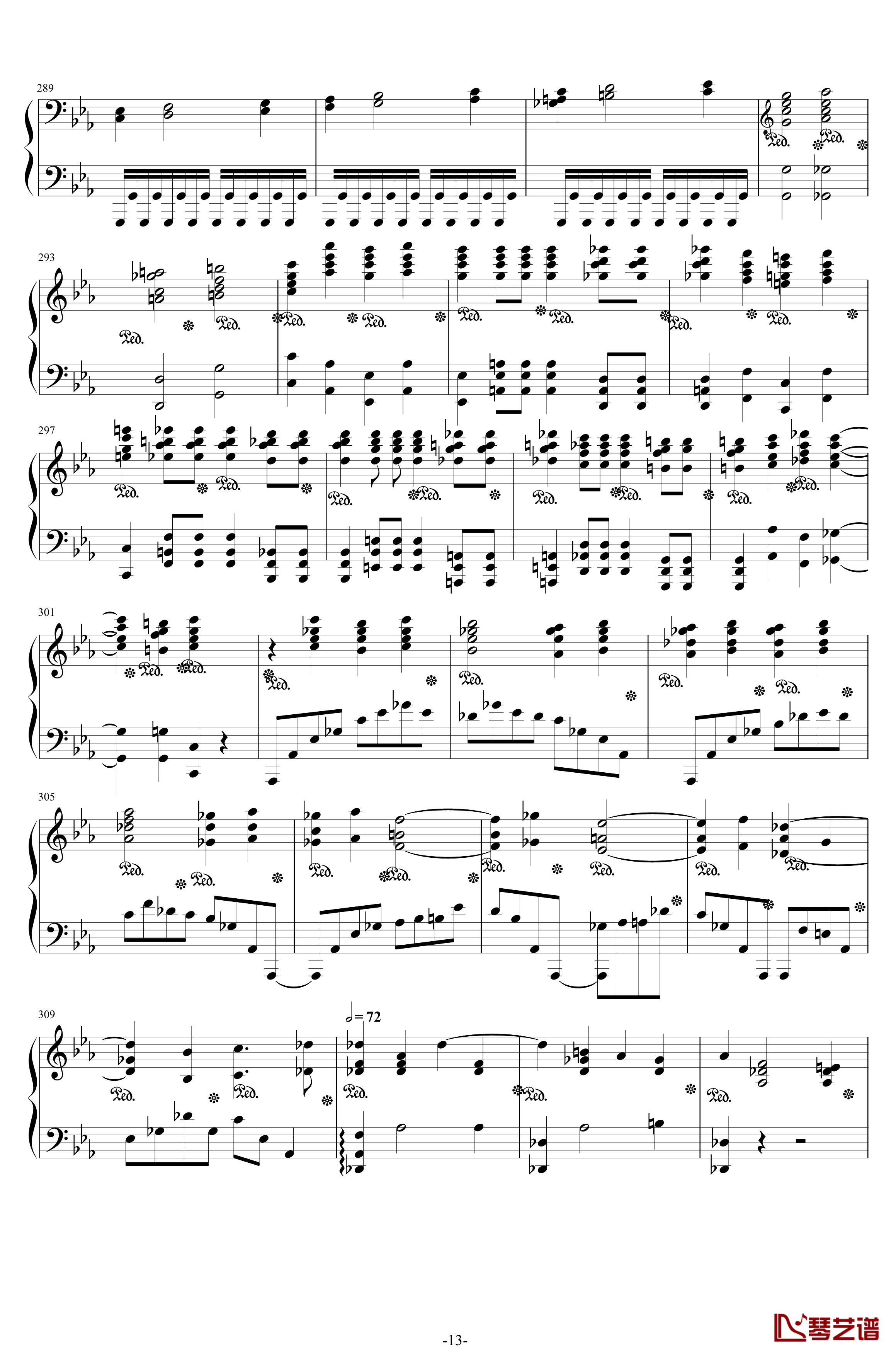 第二钢琴协奏曲钢琴谱-第三乐章独奏版-c小调-拉赫马尼若夫13