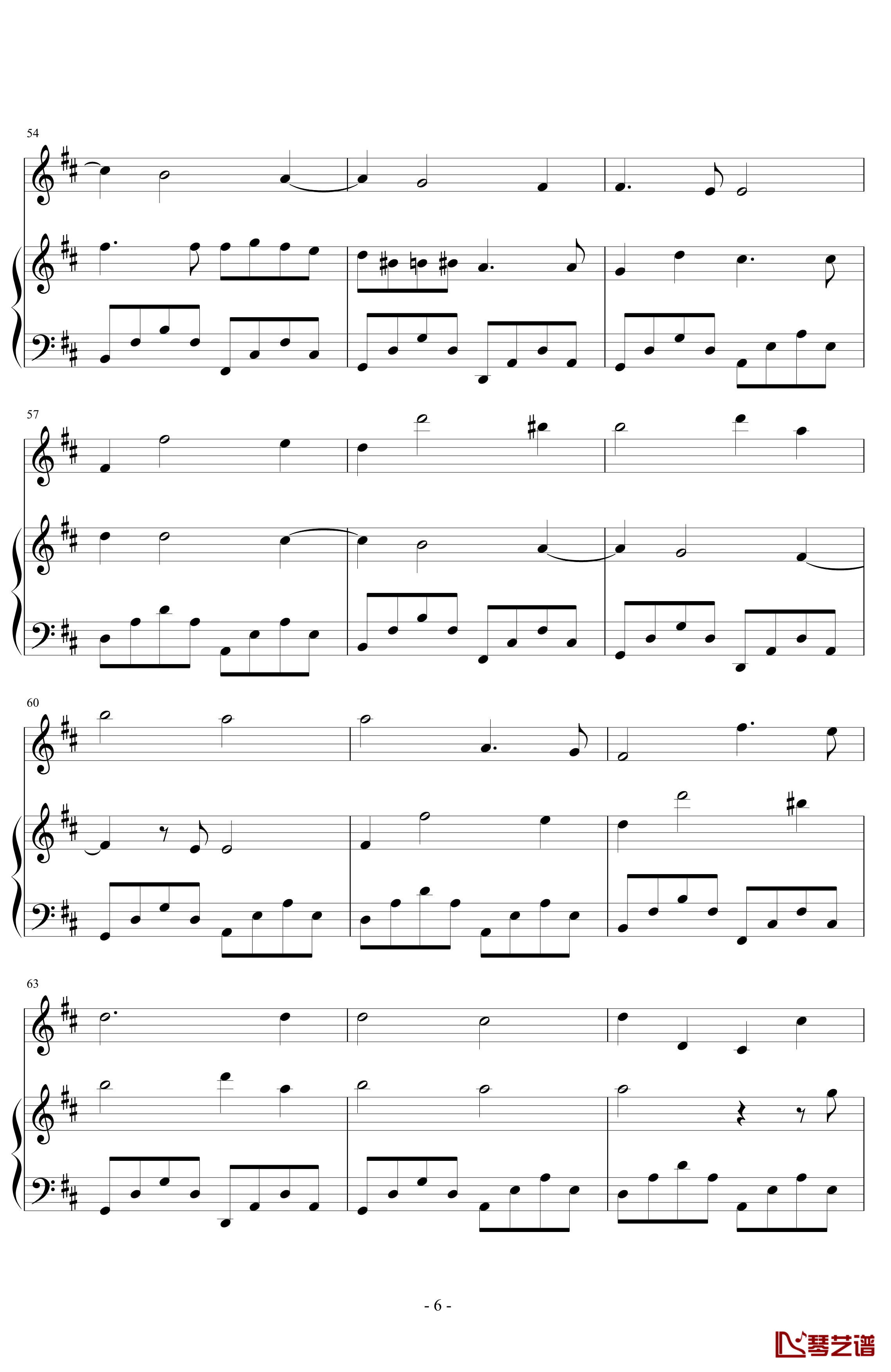 D大调卡农钢琴谱-钢琴小提琴二重奏-帕赫贝尔-Pachelbel6