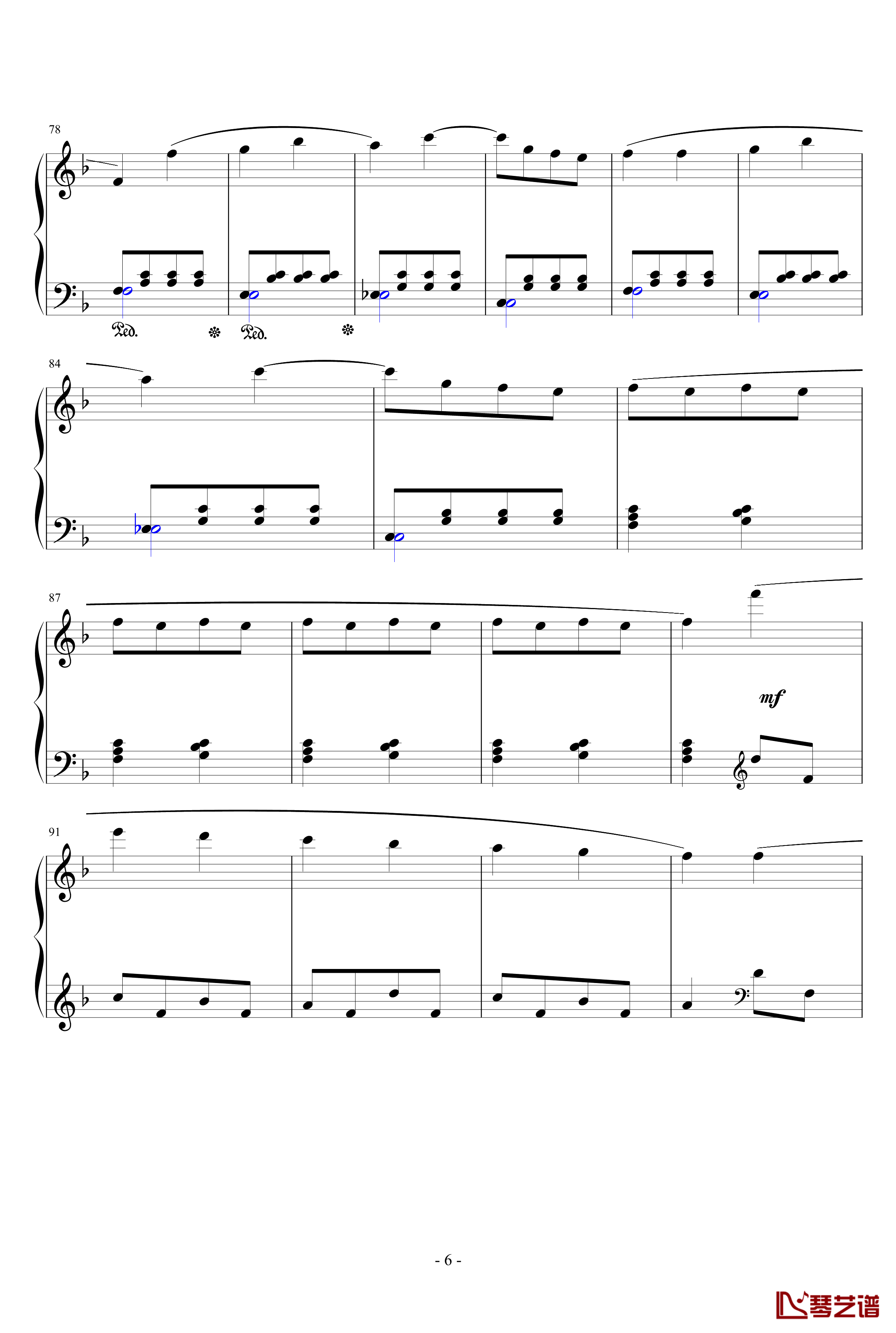 康康舞曲钢琴谱 简单版-巴赫6