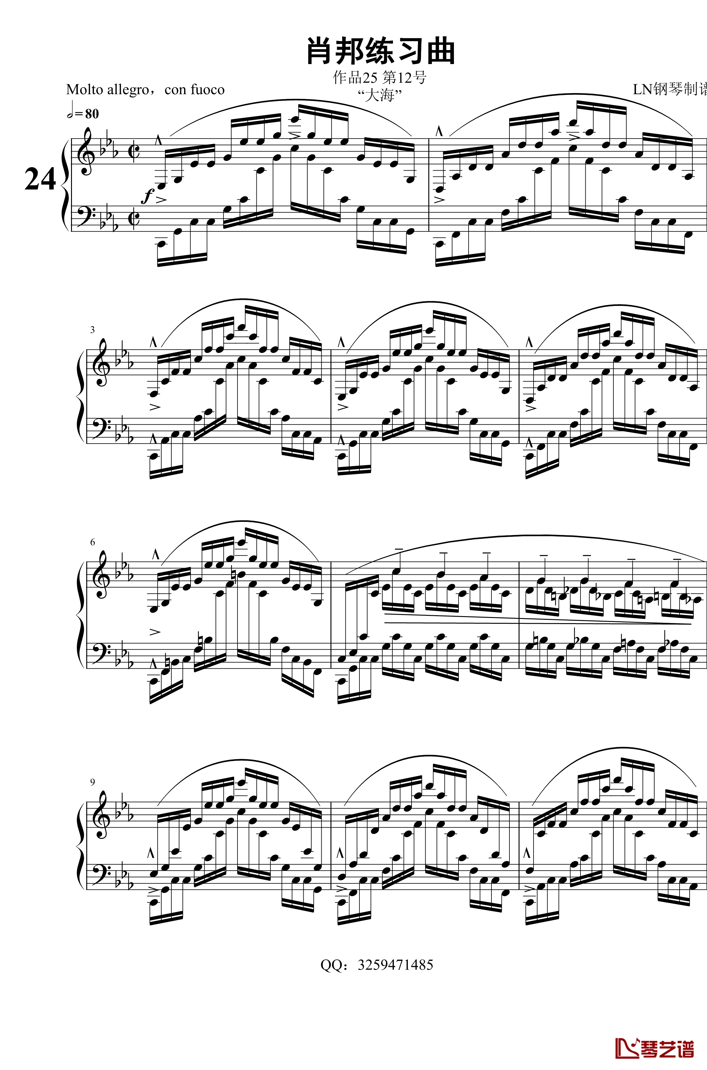 肖邦练习曲钢琴谱-大海 Op.25 No.12-肖邦-chopin1