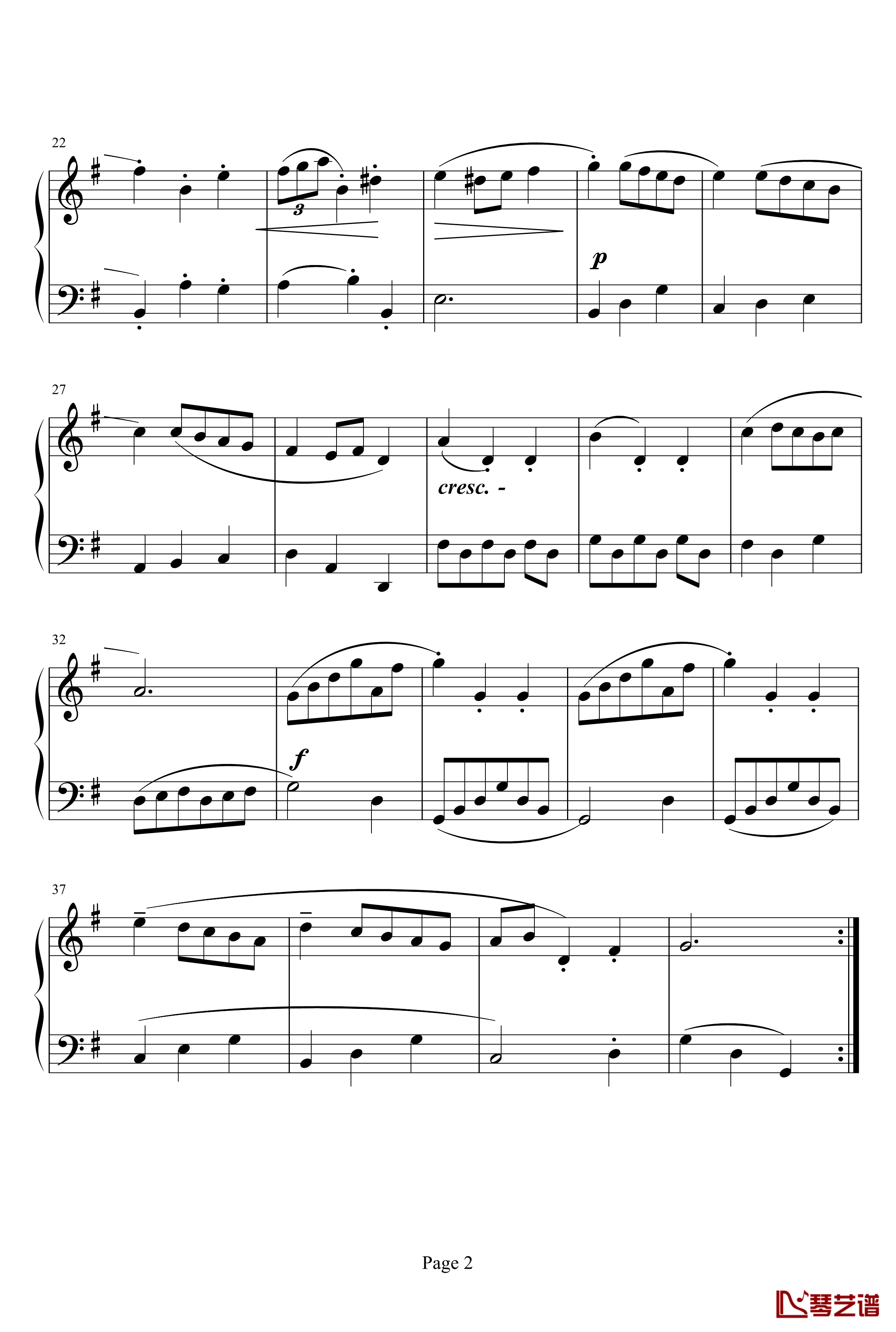 小步舞曲钢琴谱-巴赫初级钢琴曲集032