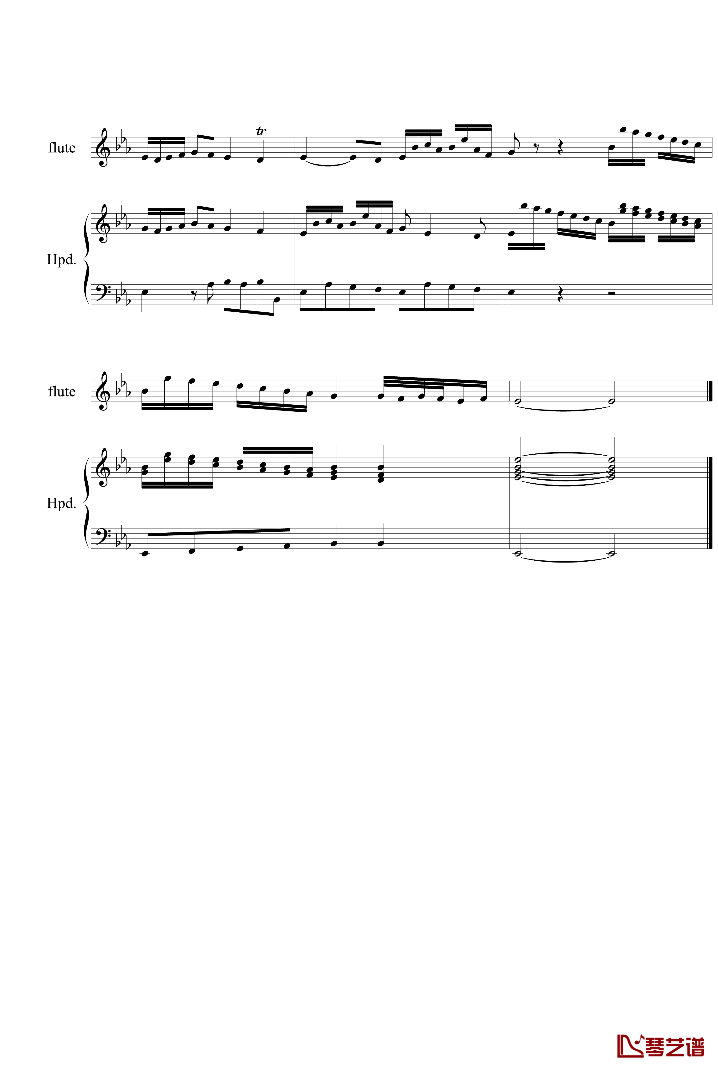 羽管键琴协奏曲BWV1031第一乐章钢琴谱-巴赫-P.E.Bach8