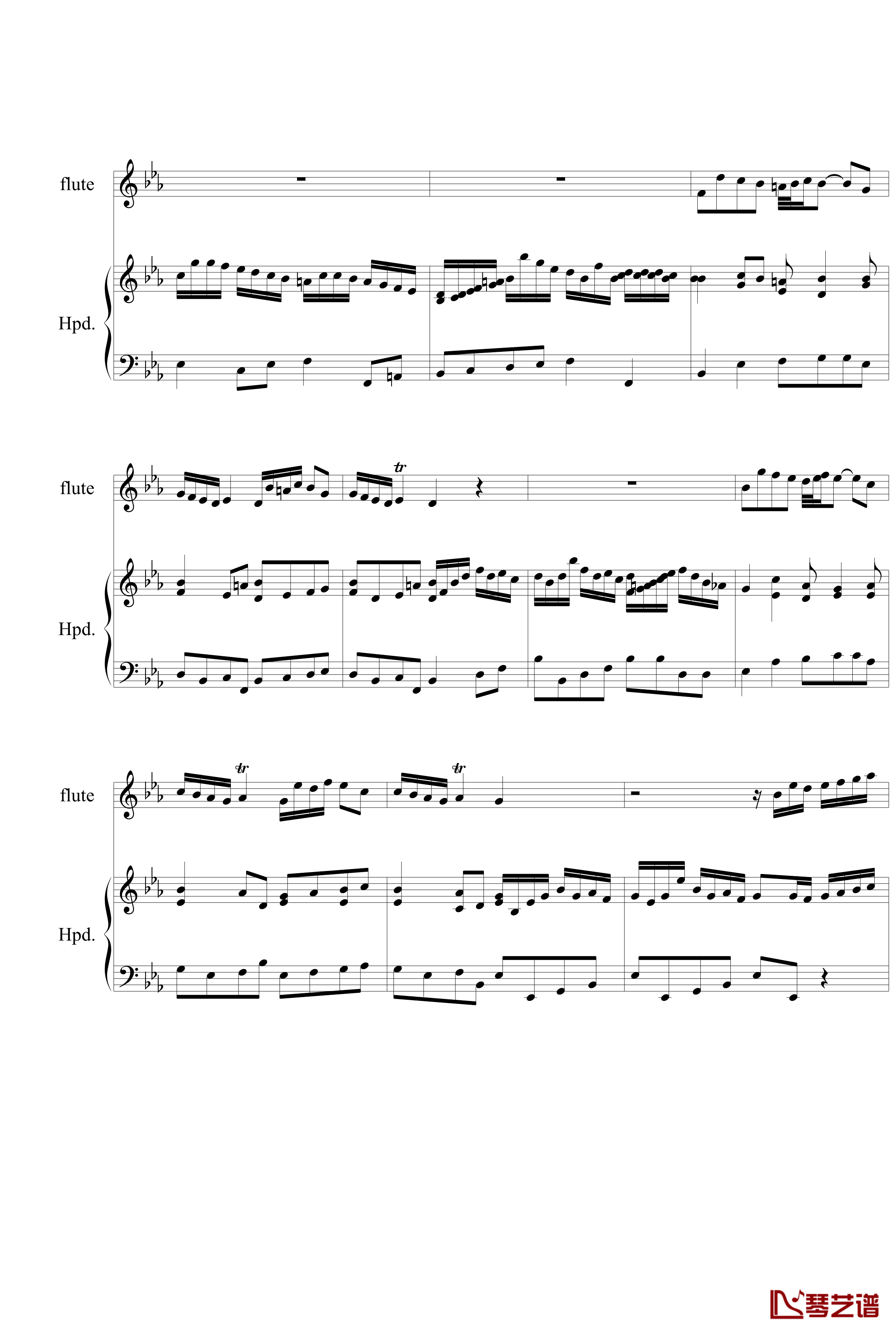 羽管键琴协奏曲BWV1031第一乐章钢琴谱-巴赫-P.E.Bach4