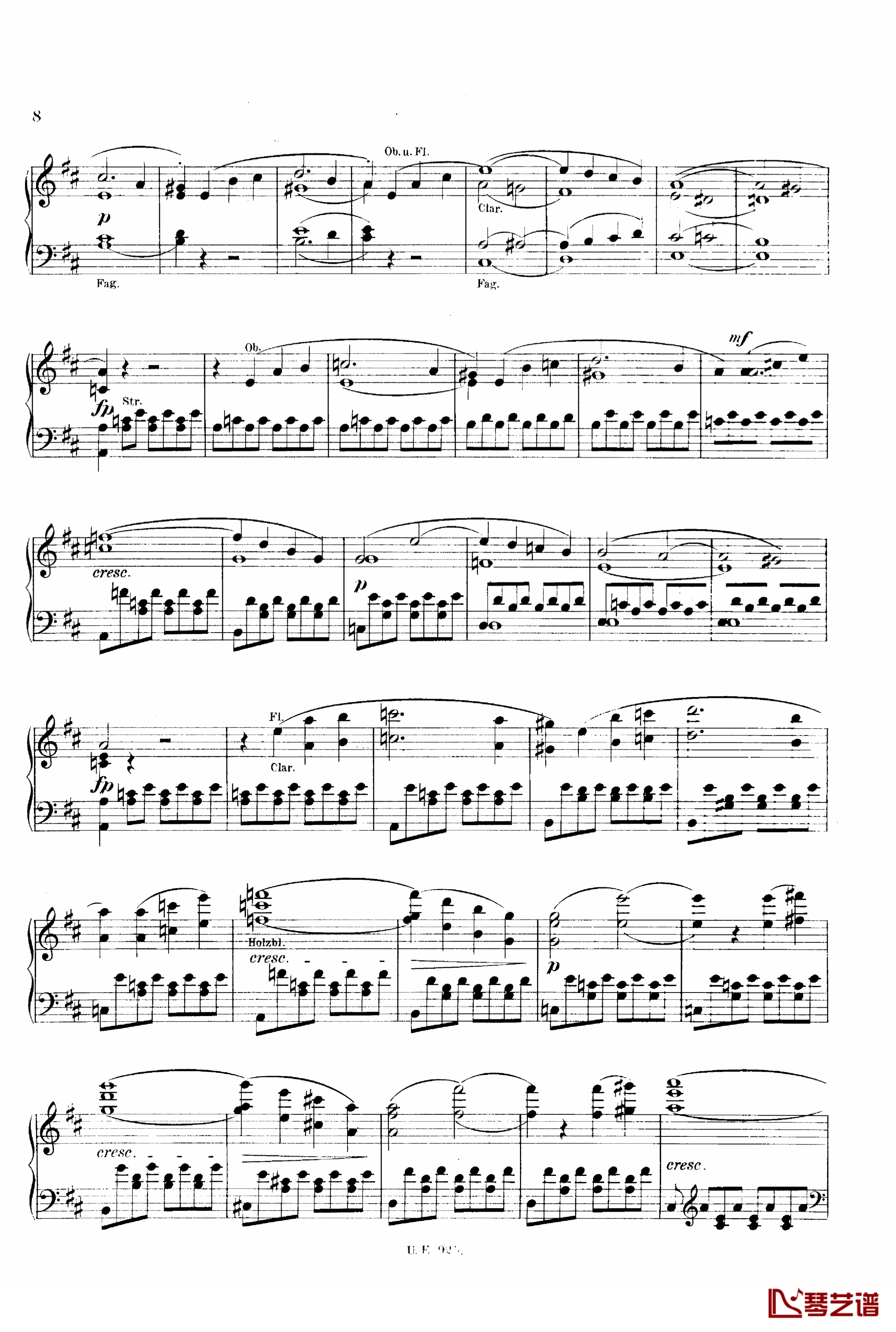 D大调第一交响曲 D.82钢琴谱-舒伯特8