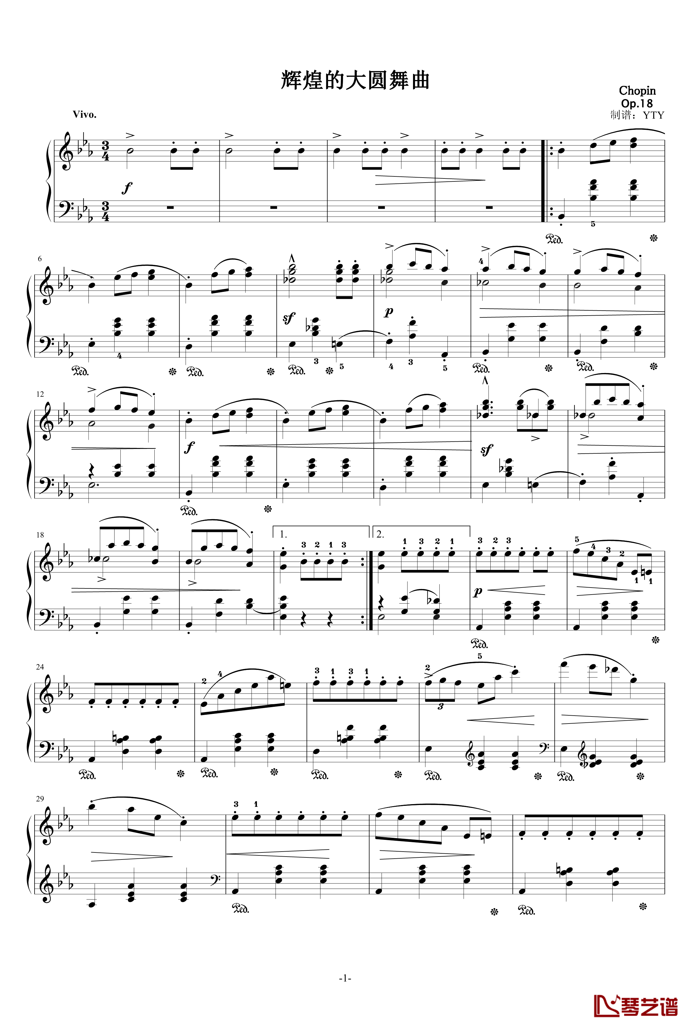 降E大调华丽大圆舞曲Op.18钢琴谱-肖邦-chopin1
