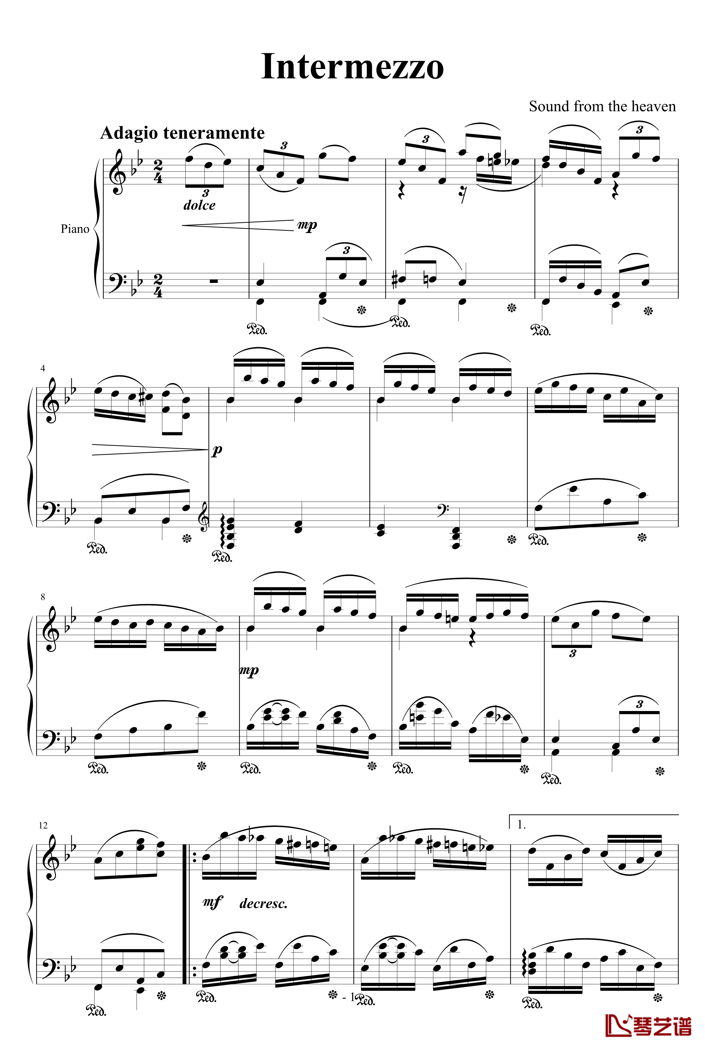 间奏曲钢琴谱-天籁传声1