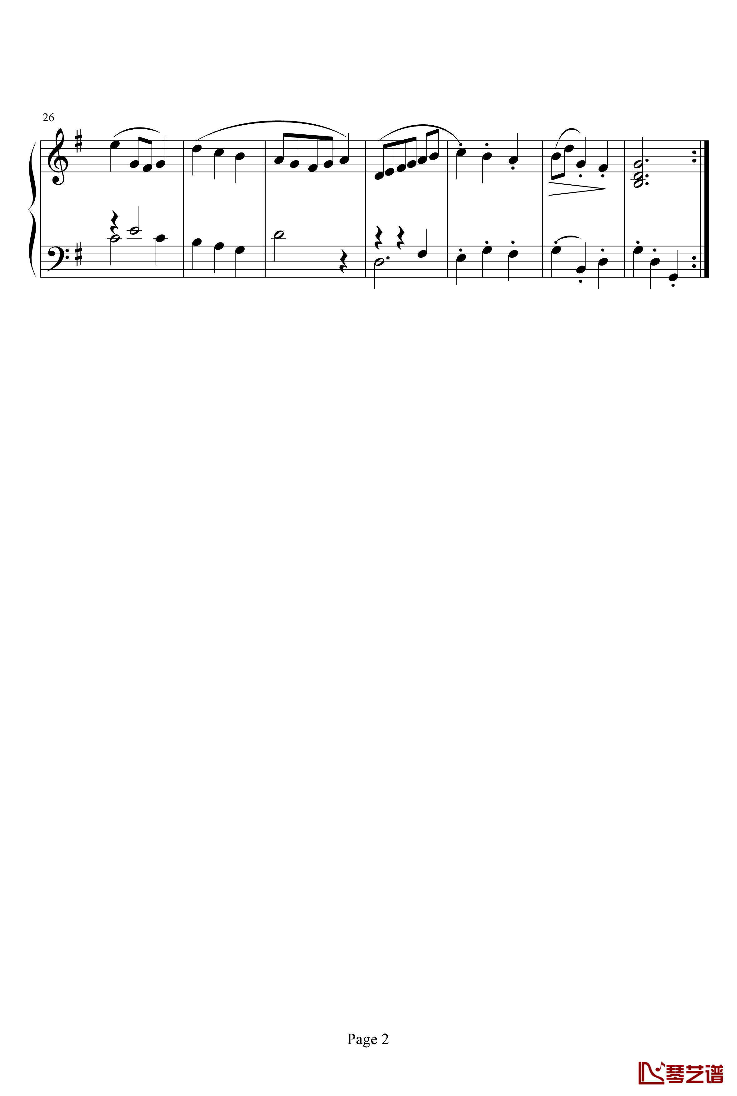 小步舞曲钢琴谱-巴赫初级钢琴曲集012