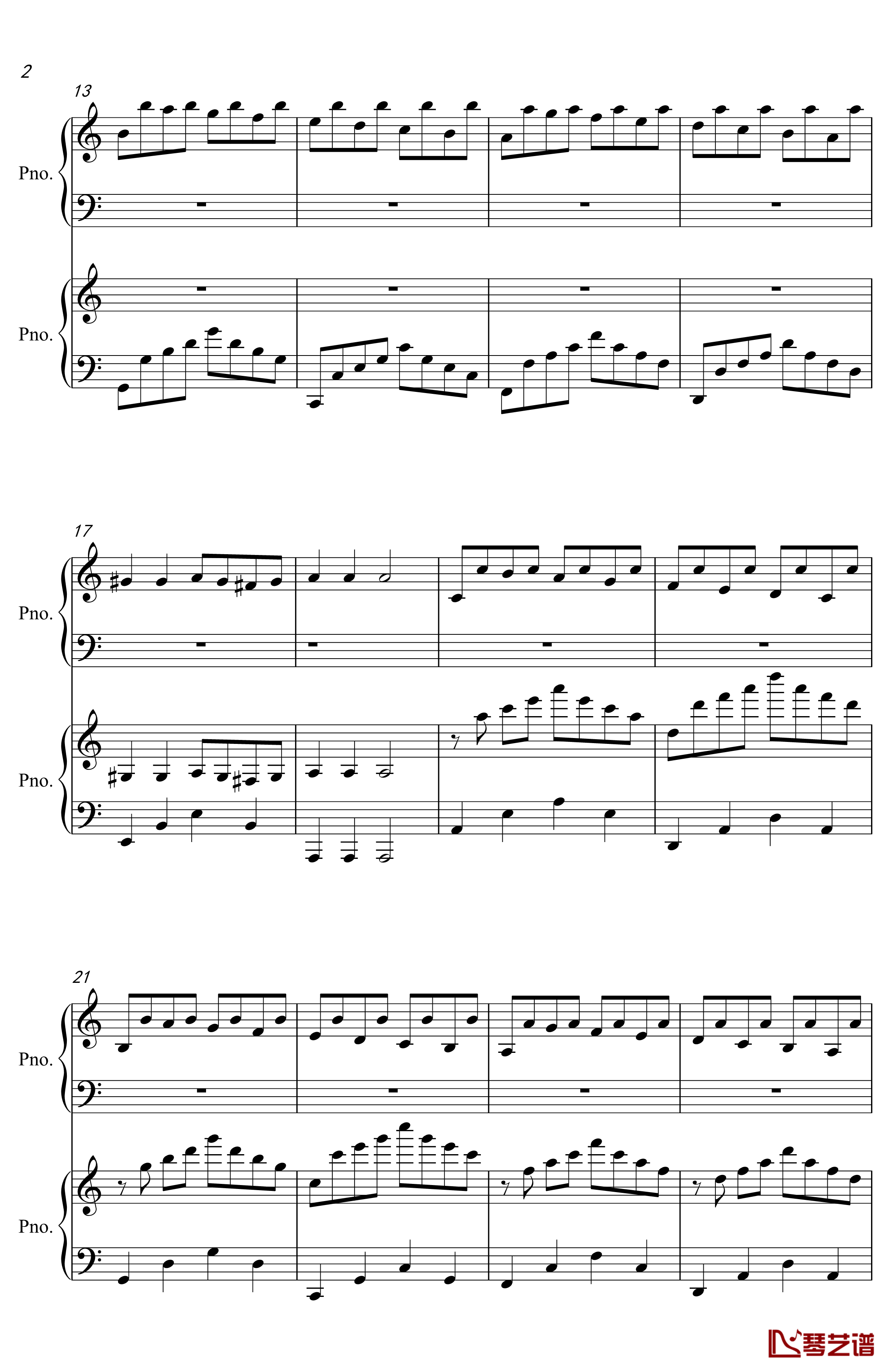 帕萨卡利亚钢琴谱-父女四手联弹-世界名曲2