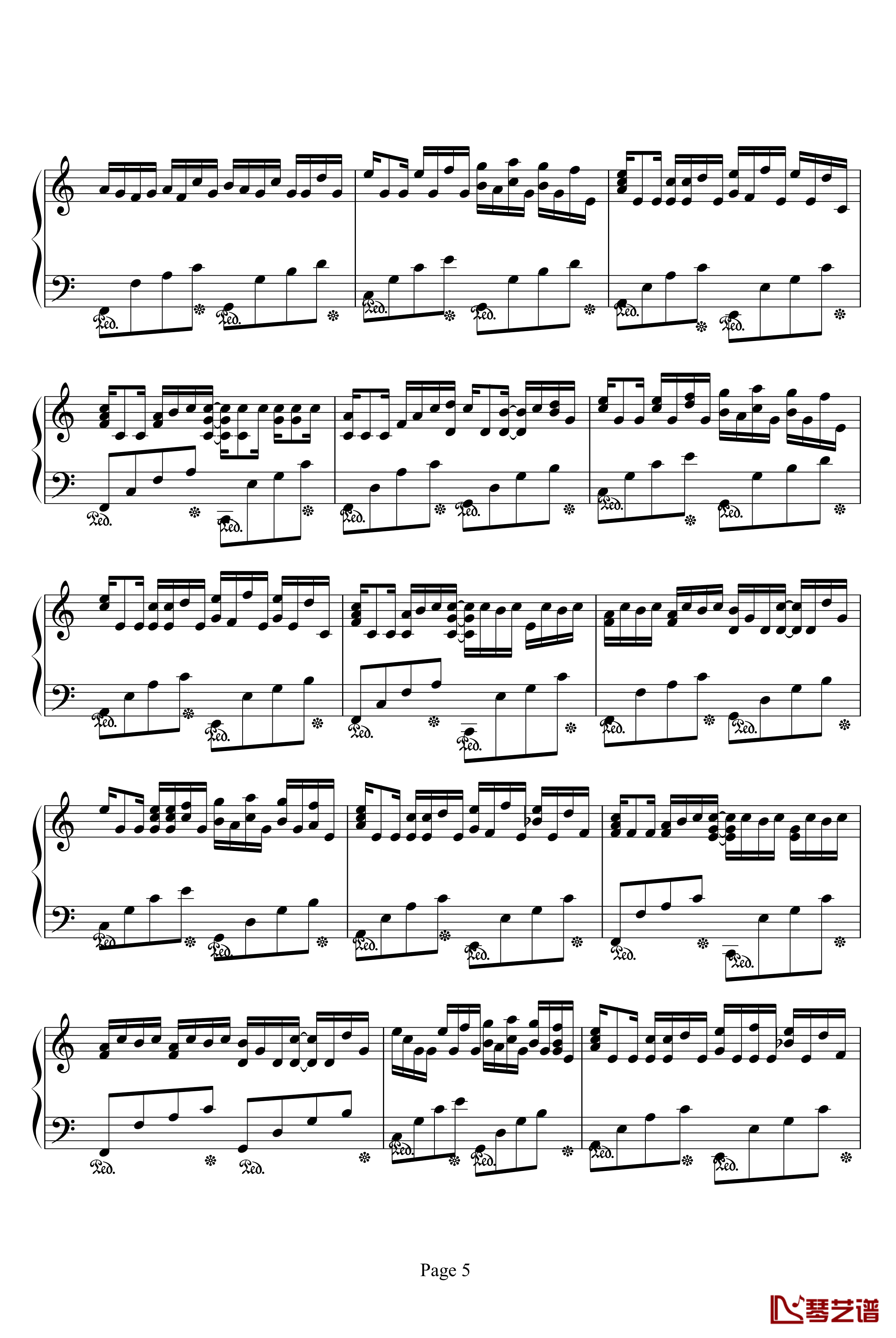 卡农钢琴谱-情感100%-帕赫贝尔-Pachelbel5