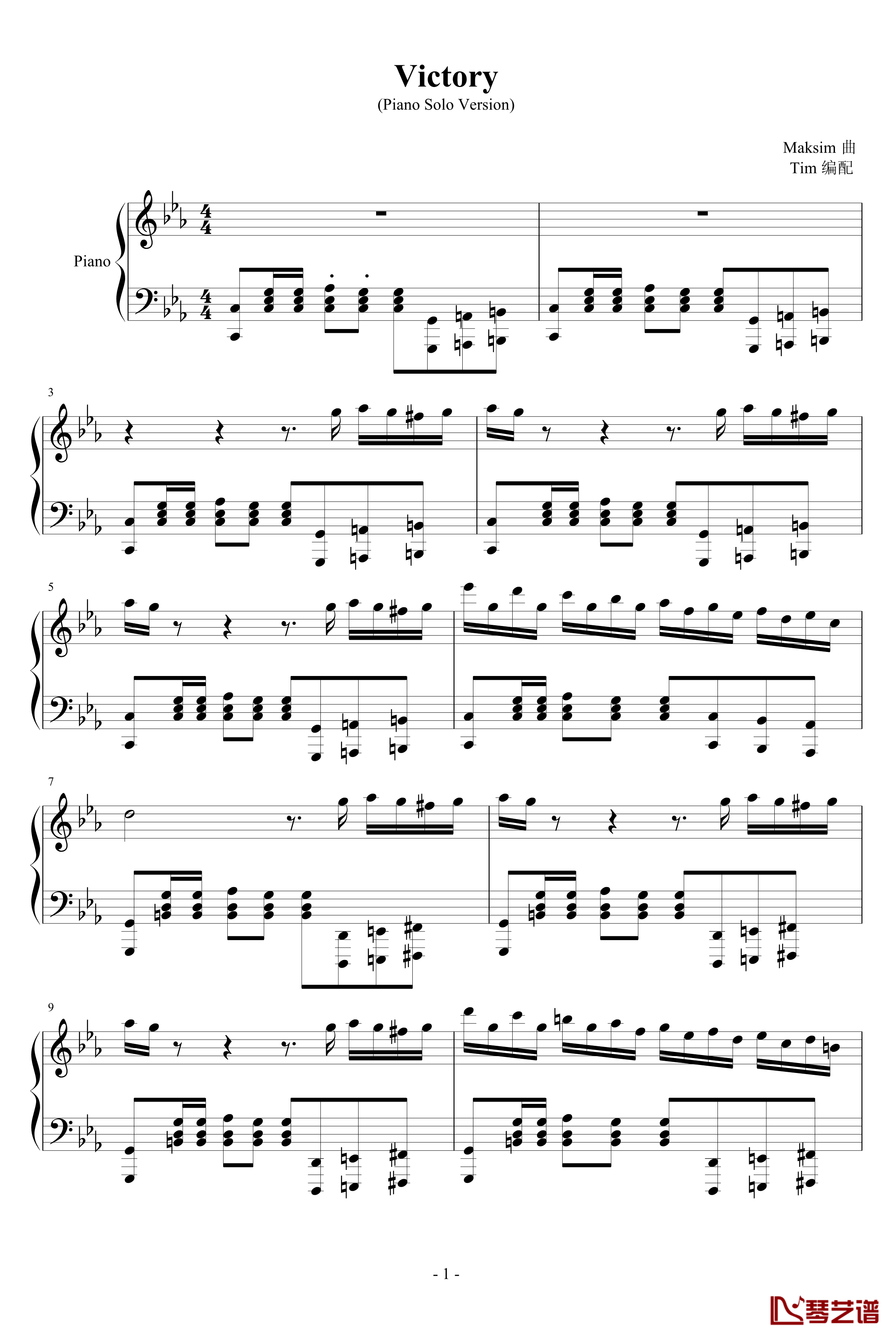Victory钢琴谱-钢琴独奏-马克西姆-Maksim·Mrvica1