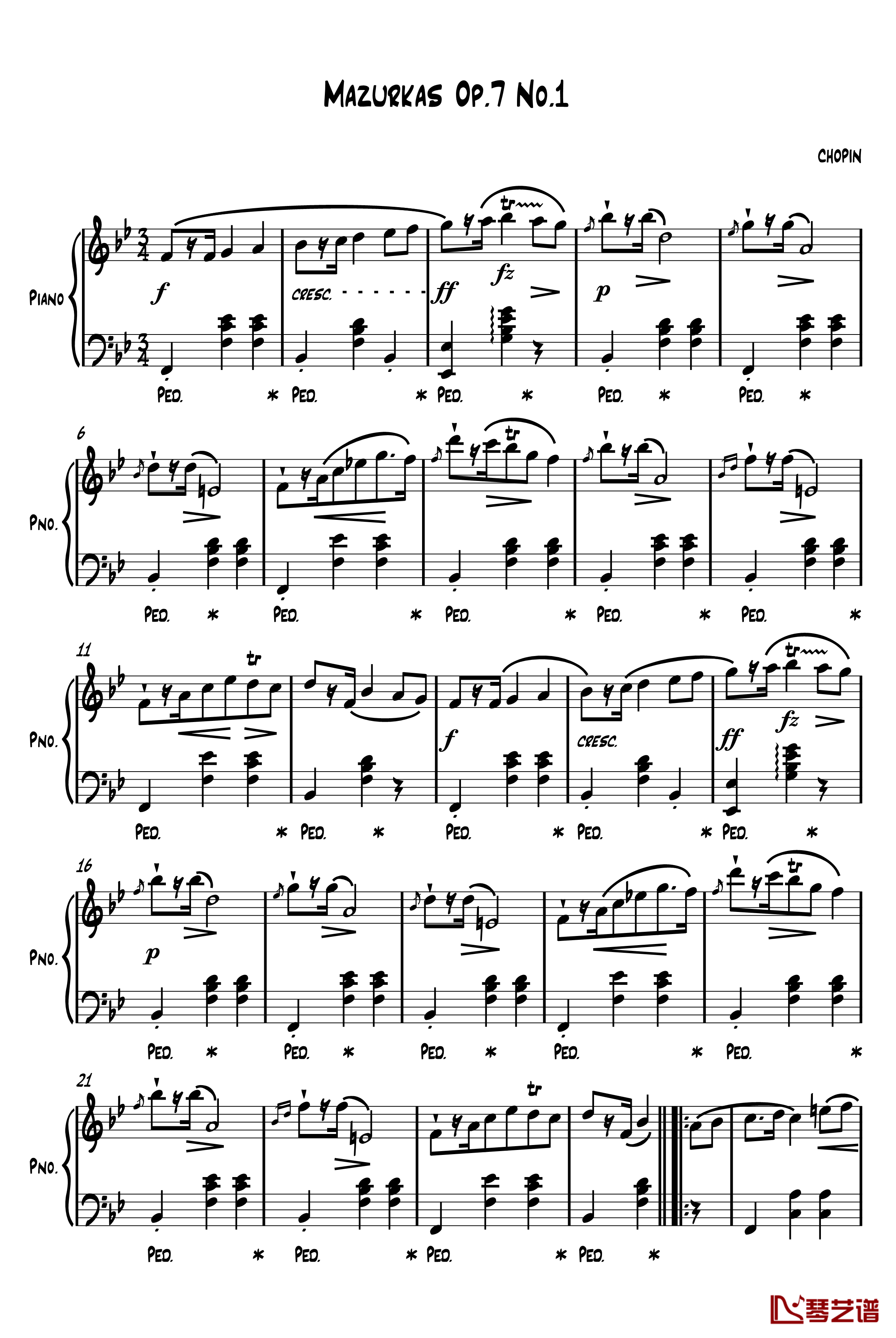 Mazurkas Op 7 No 1钢琴谱-肖邦-chopin1