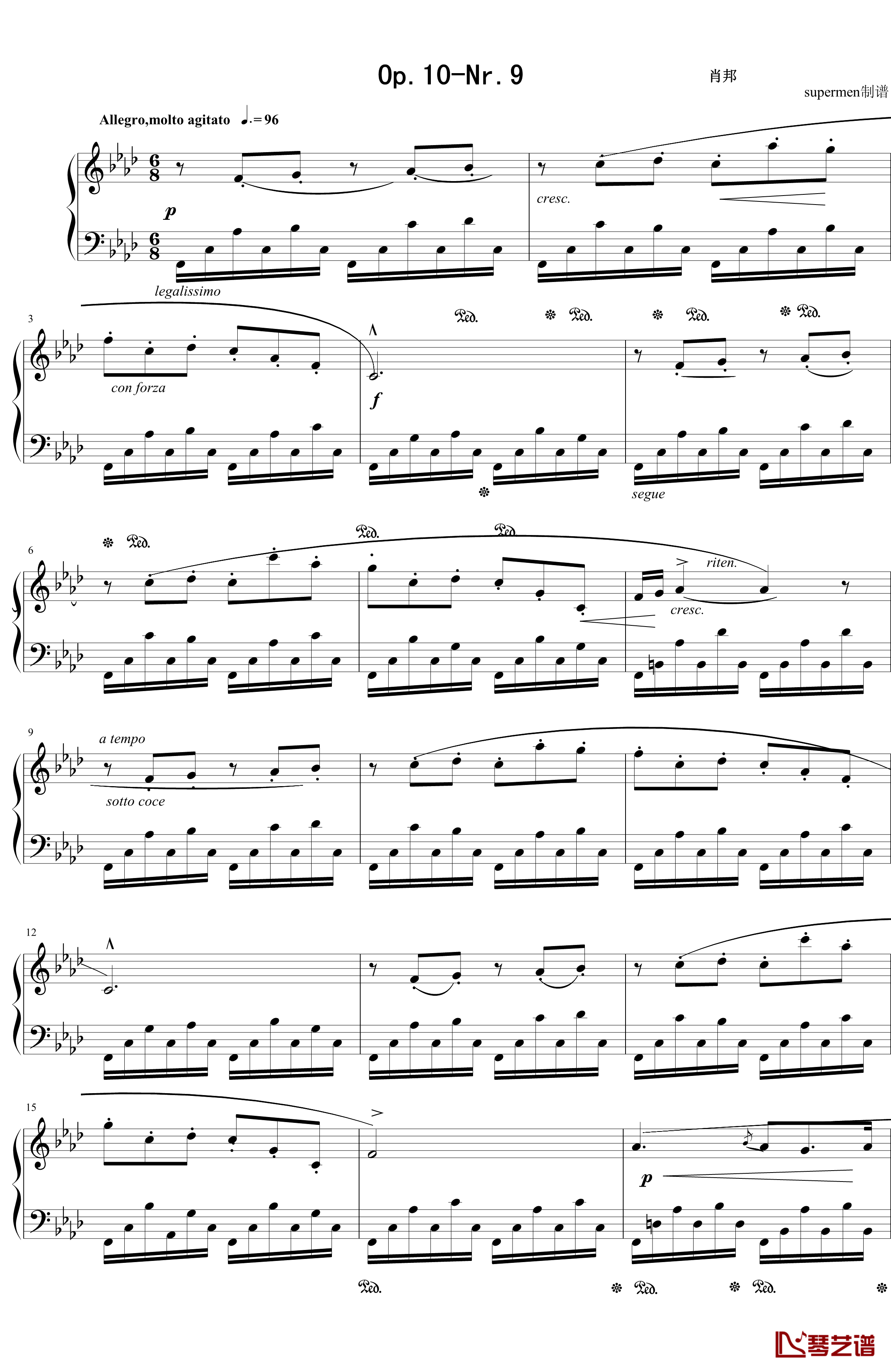 肖邦练习曲Op10钢琴谱-Nr9-肖邦-chopin1