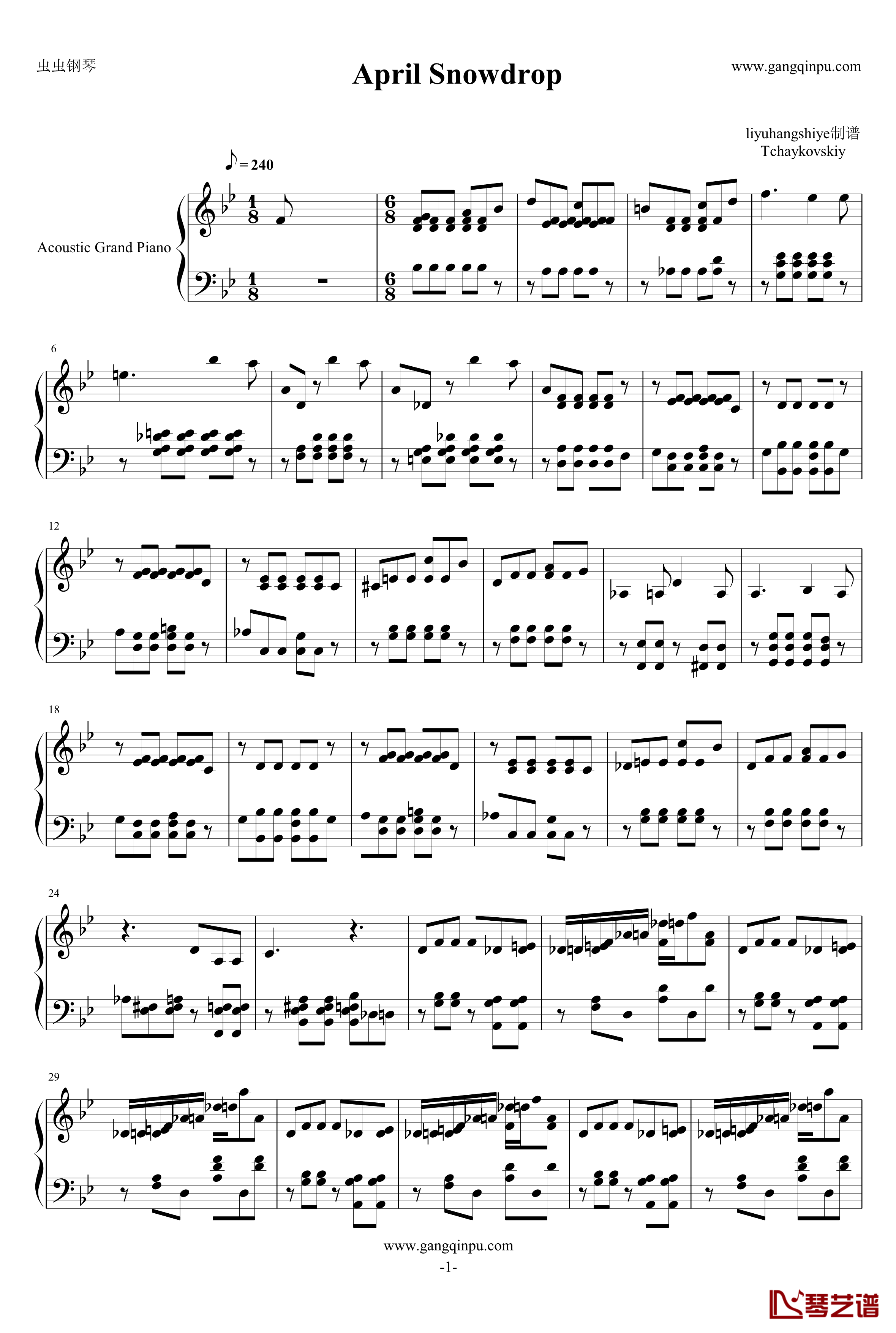April Snowdrop钢琴谱-世界名曲1
