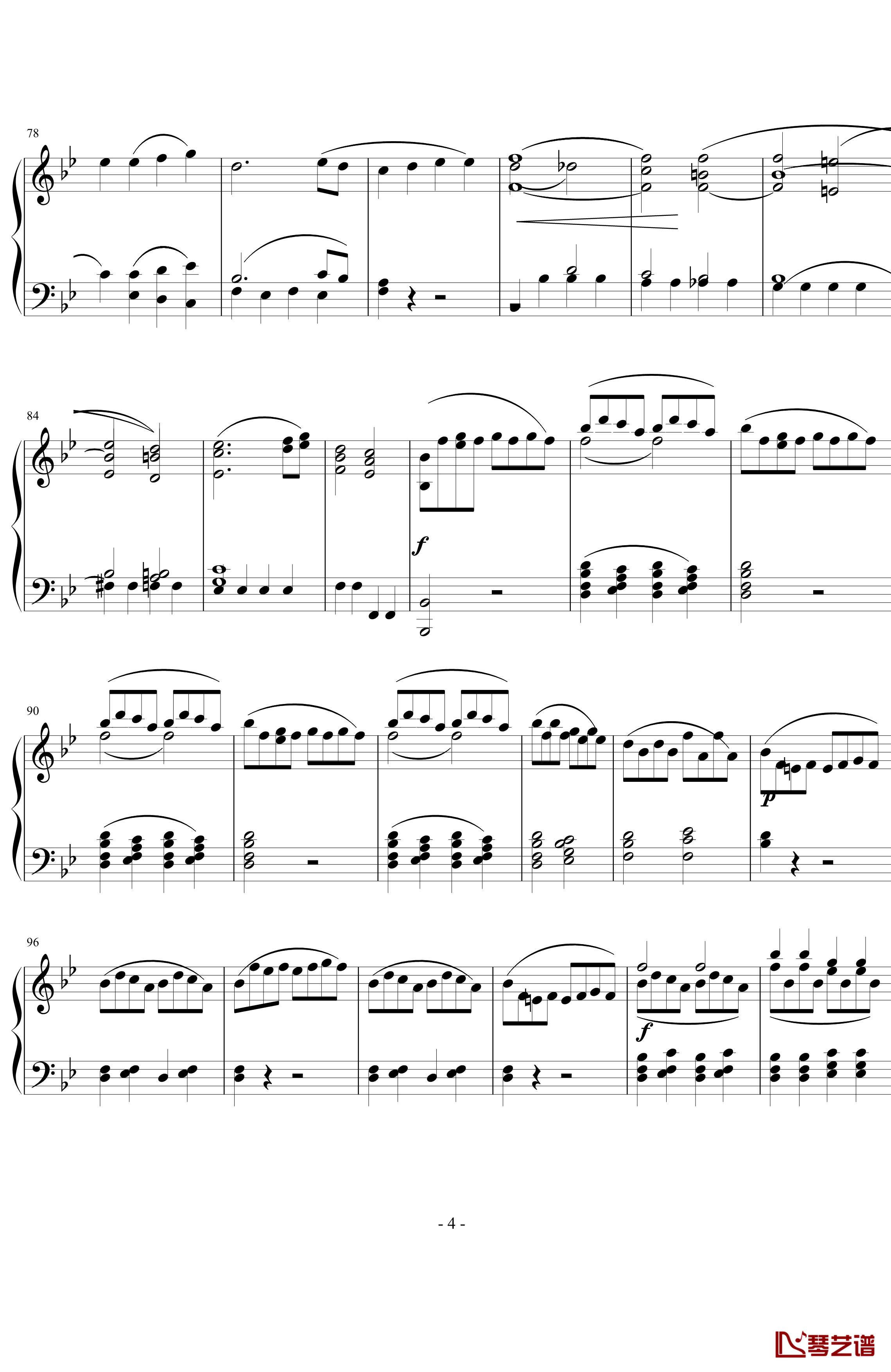 莫扎特第四十交响曲第四乐章钢琴谱-莫扎特4