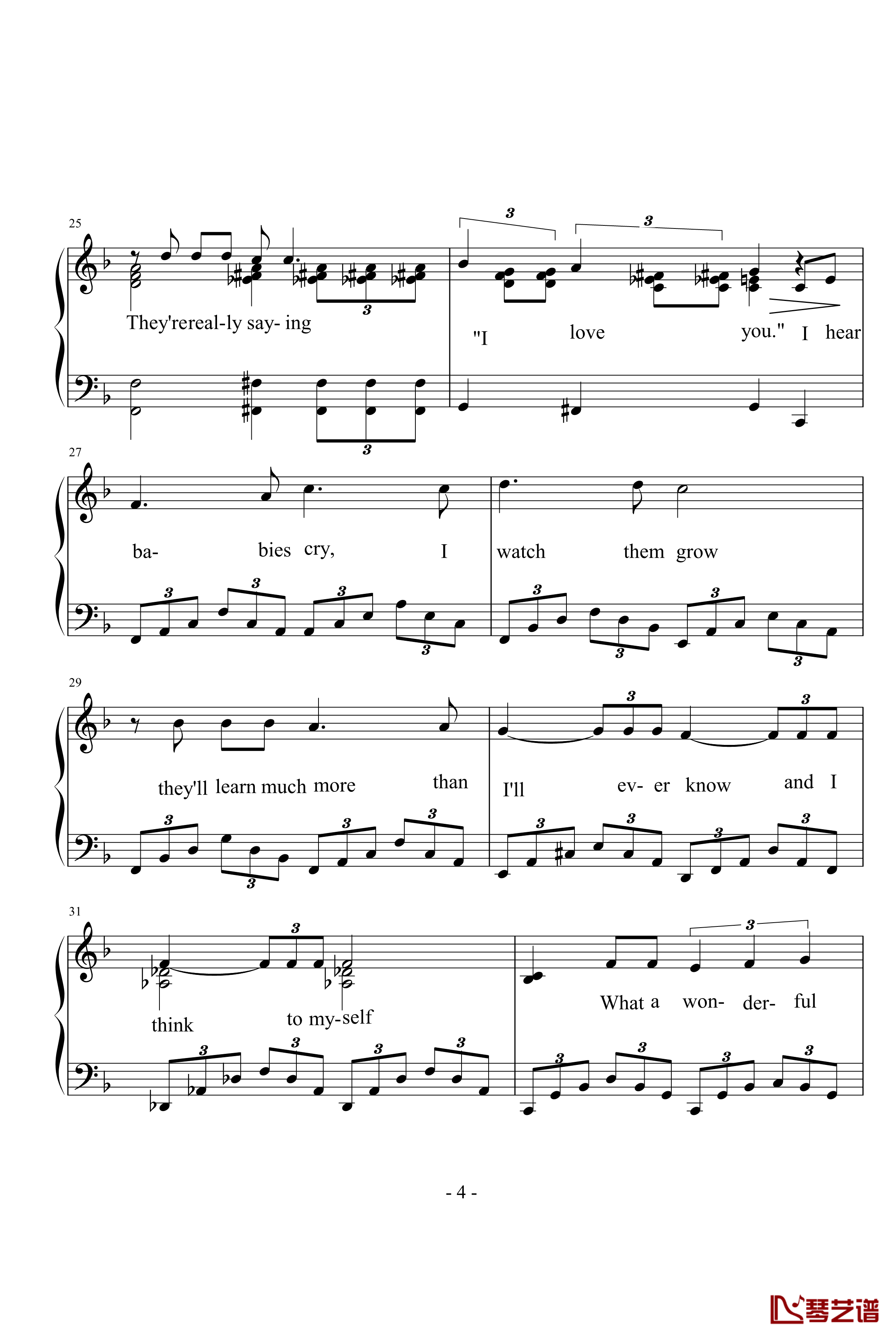 What A Wonderful World钢琴谱-经典布鲁斯-Louis Armstrong4