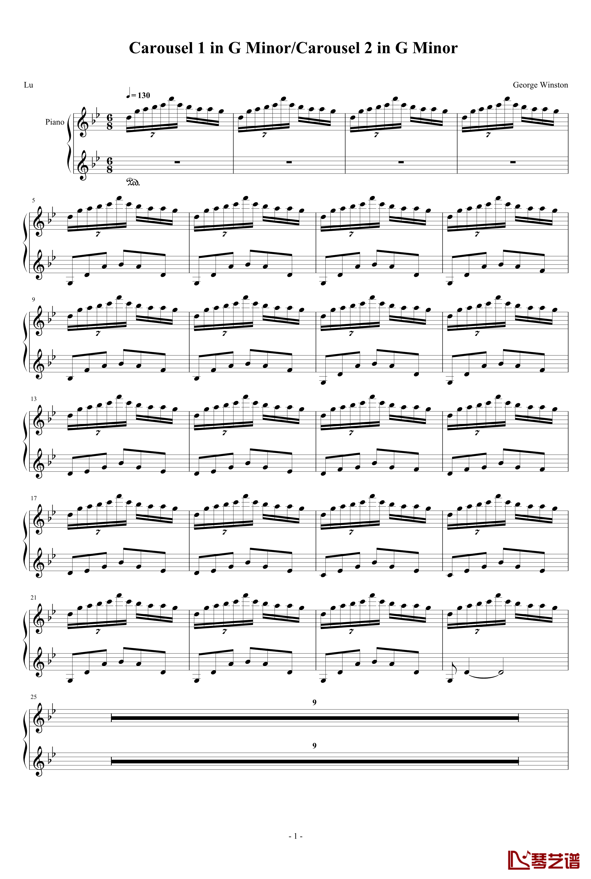 Carousel 1 in G Minor/Carousel 2 in G Minor钢琴谱-George Winston1
