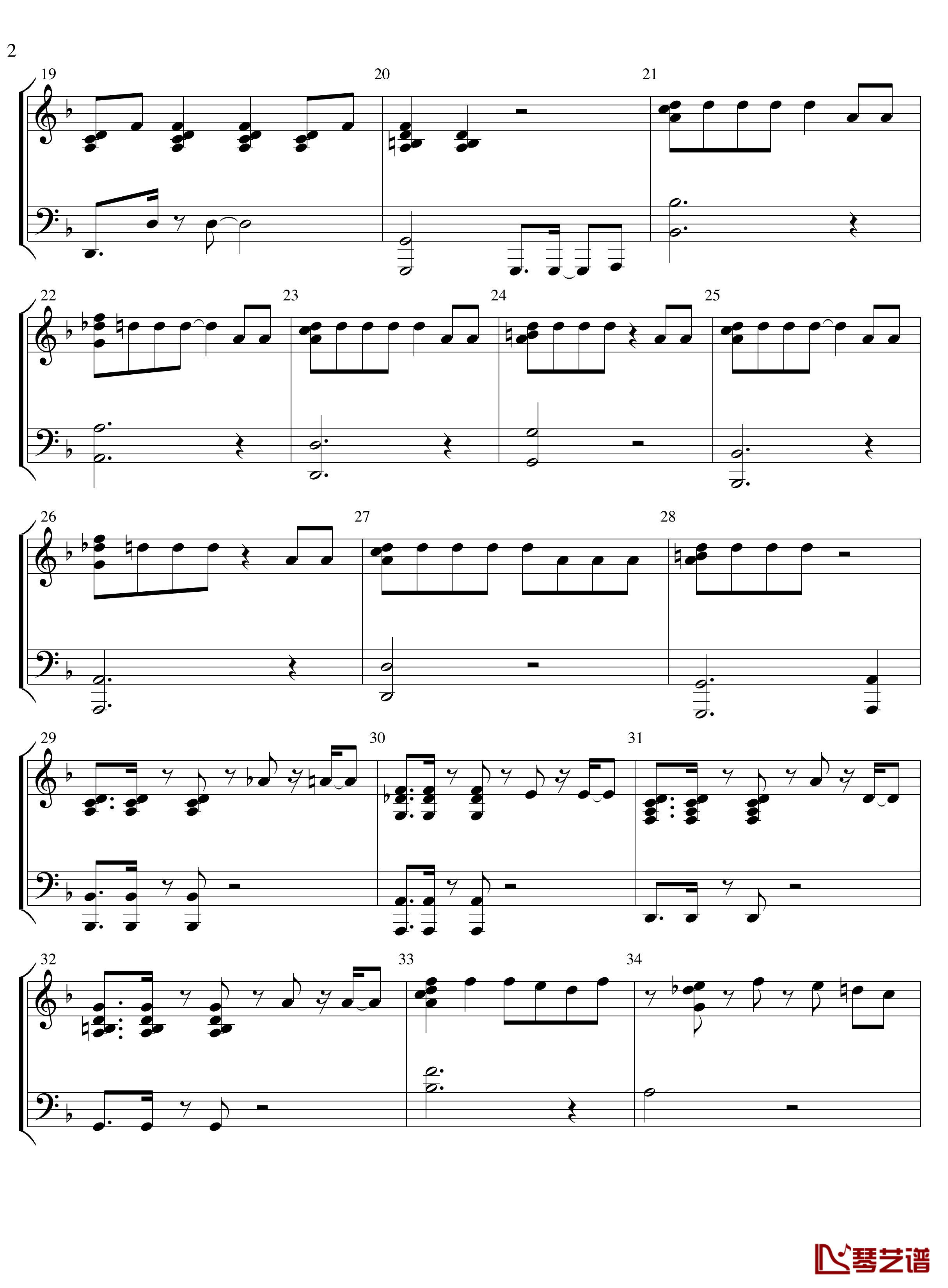 Hands Up钢琴谱-Key of F-2PM2
