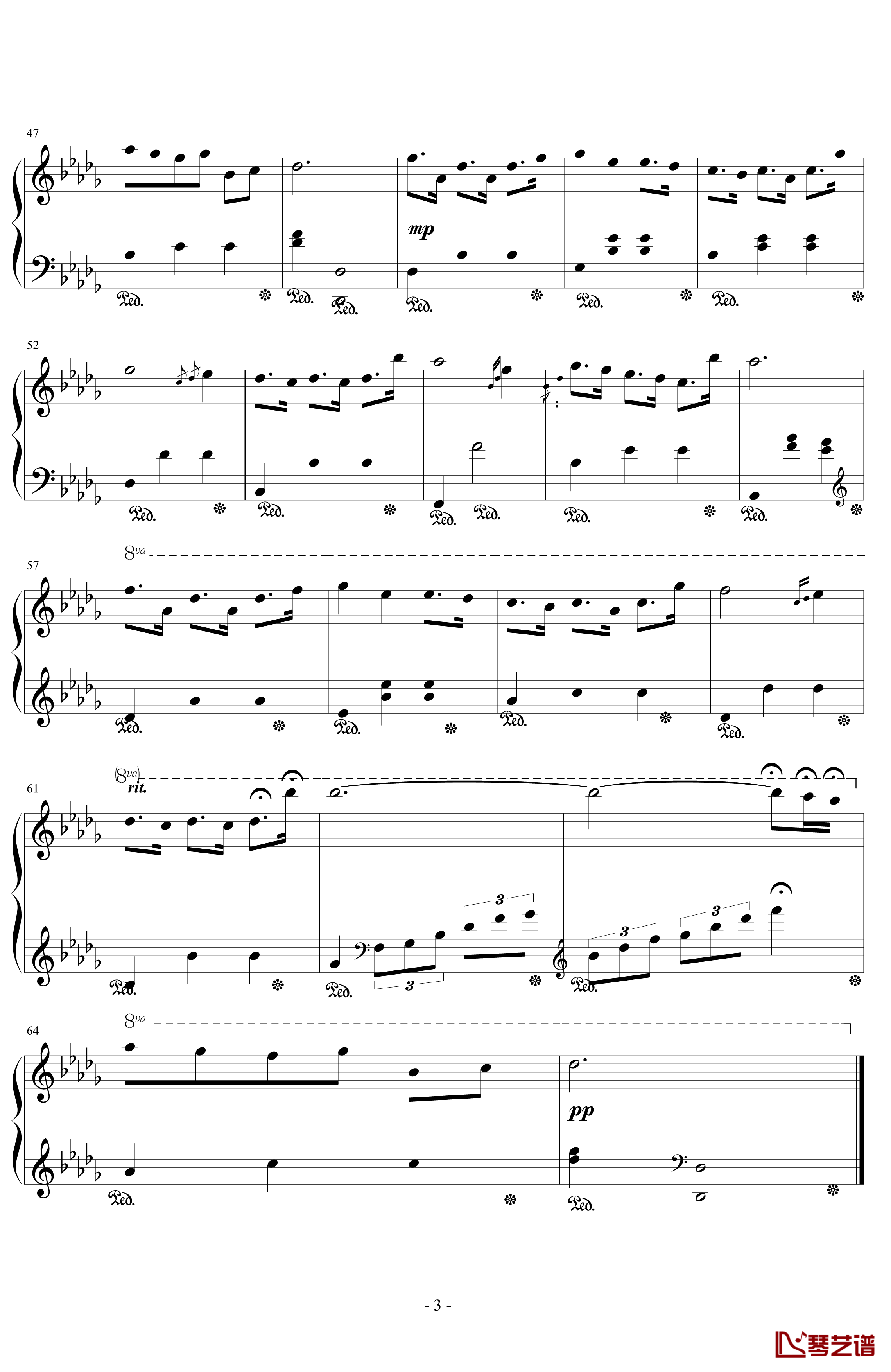 雨中漫步钢琴谱-3K重制升级版-欧美经典3