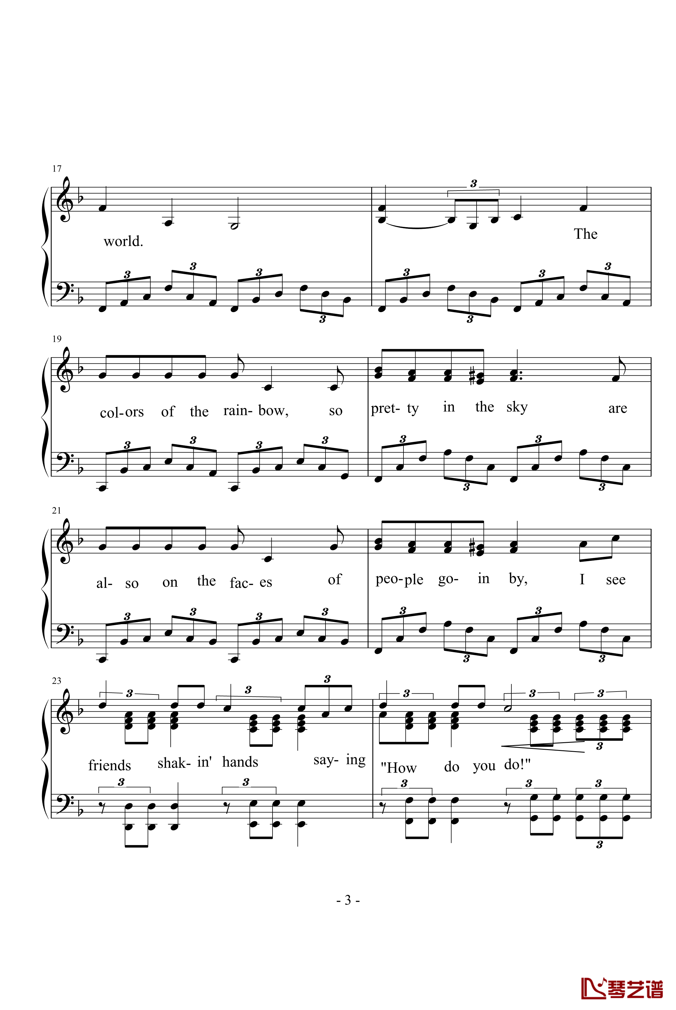 What A Wonderful World钢琴谱-经典布鲁斯-Louis Armstrong3
