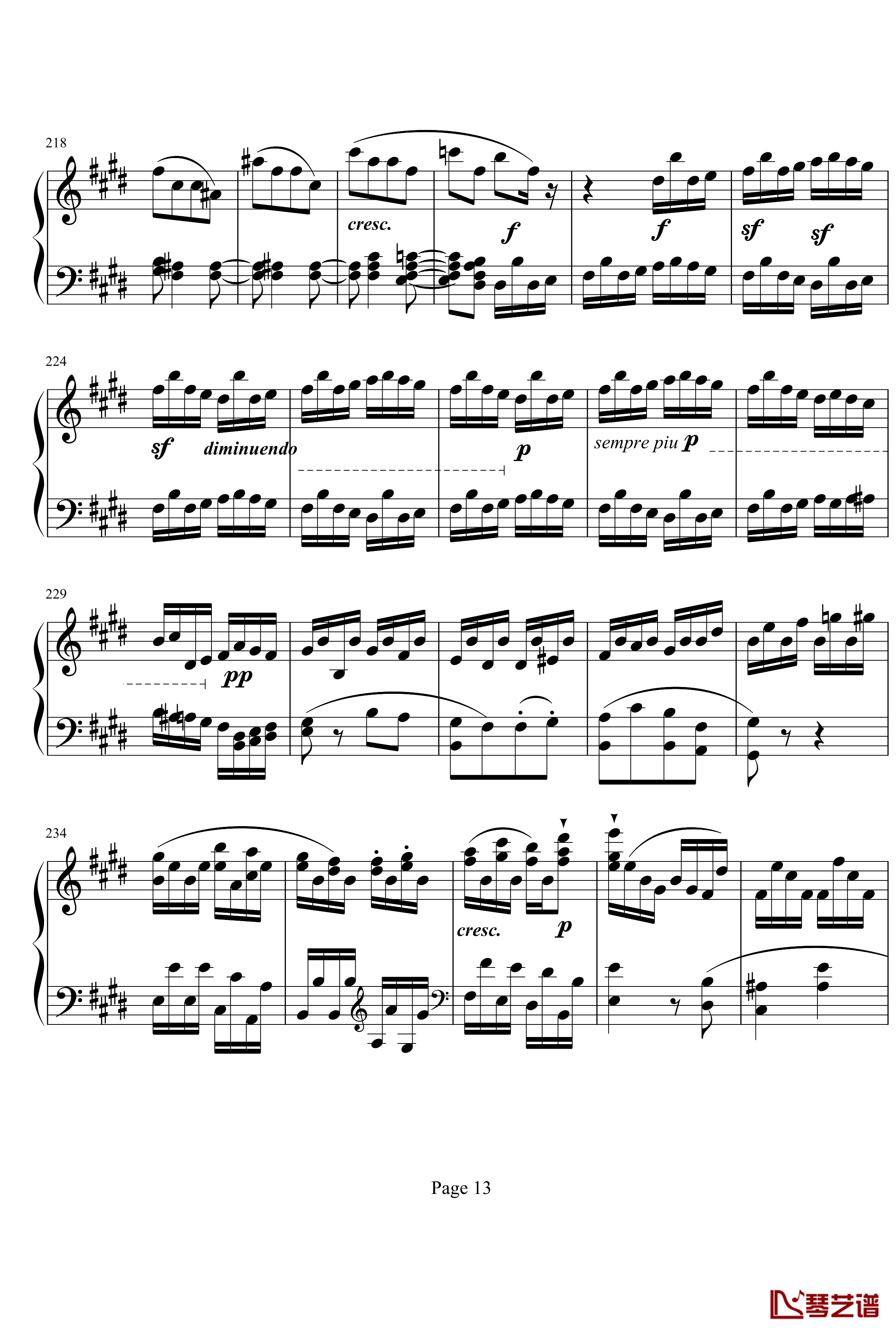 贝多芬第27钢琴奏鸣曲第二乐章钢琴谱-贝多芬13