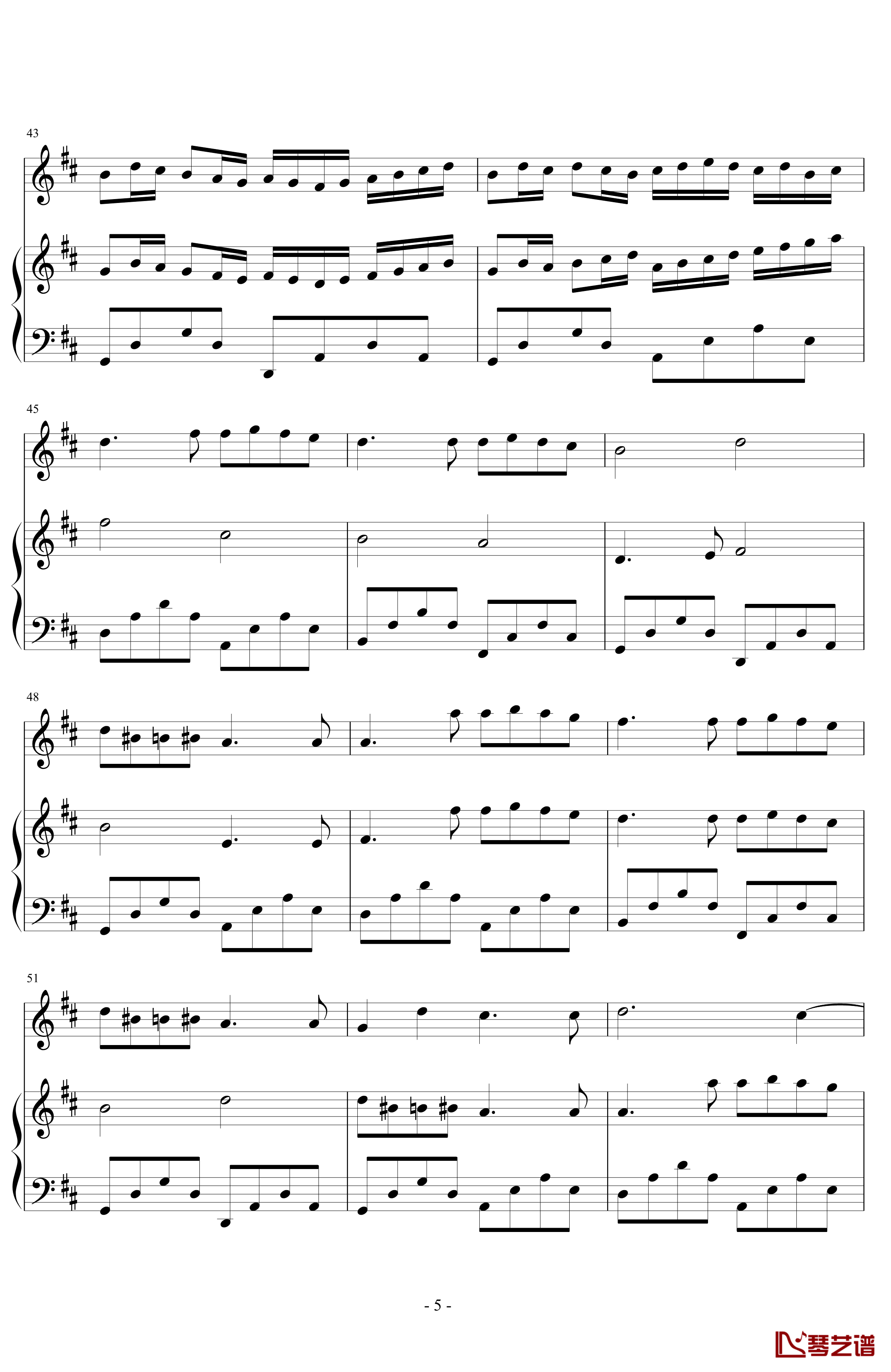 D大调卡农钢琴谱-钢琴小提琴二重奏-帕赫贝尔-Pachelbel5