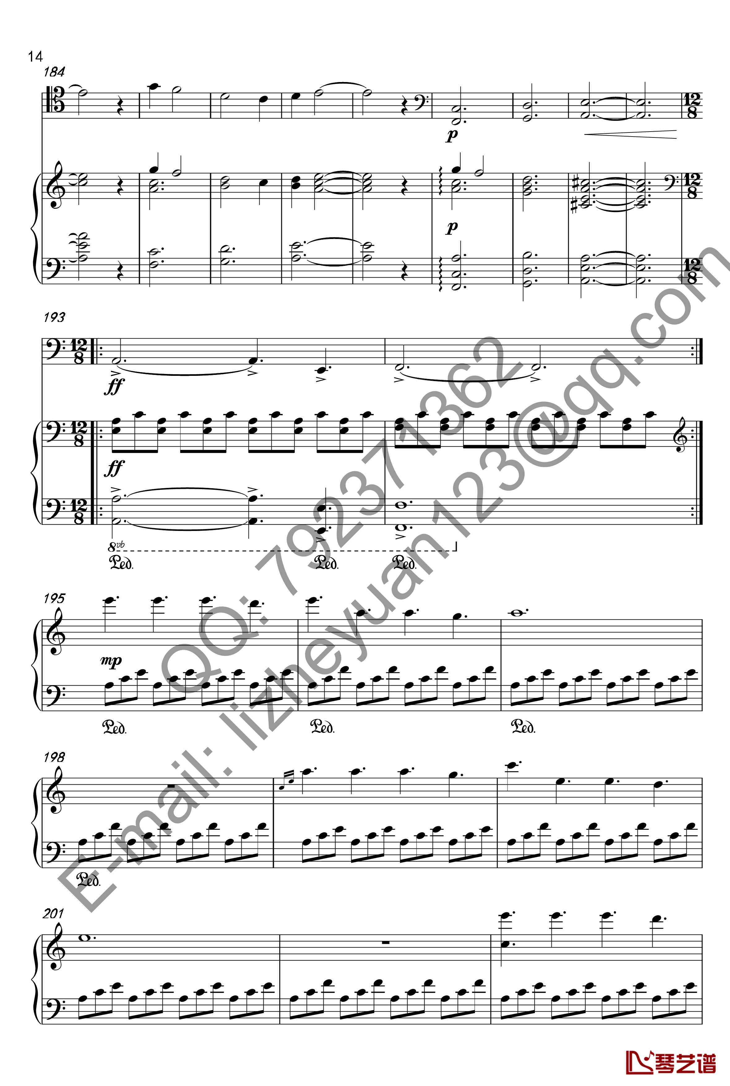 唐顿庄园主题曲钢琴谱-钢琴+大提琴-唐顿庄园14