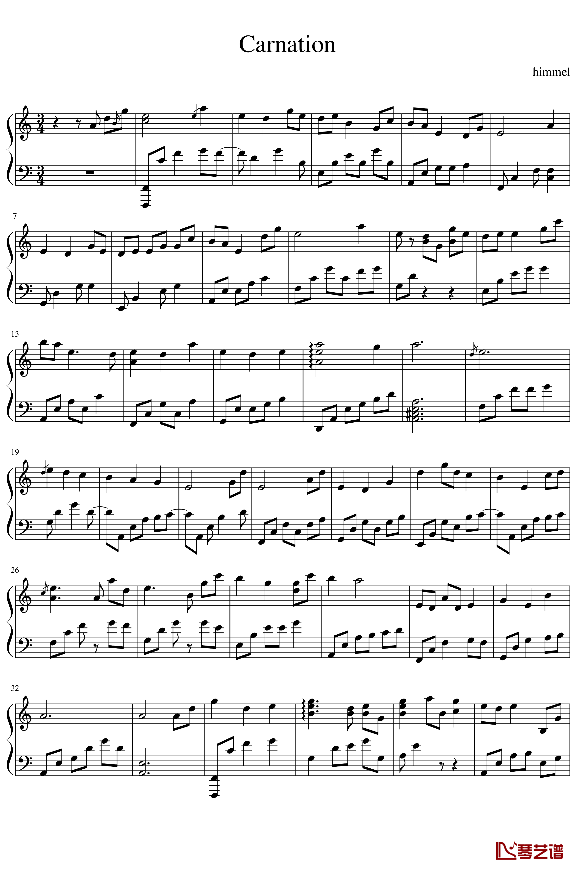 Carnation钢琴谱-VOEZ-VOEZ1