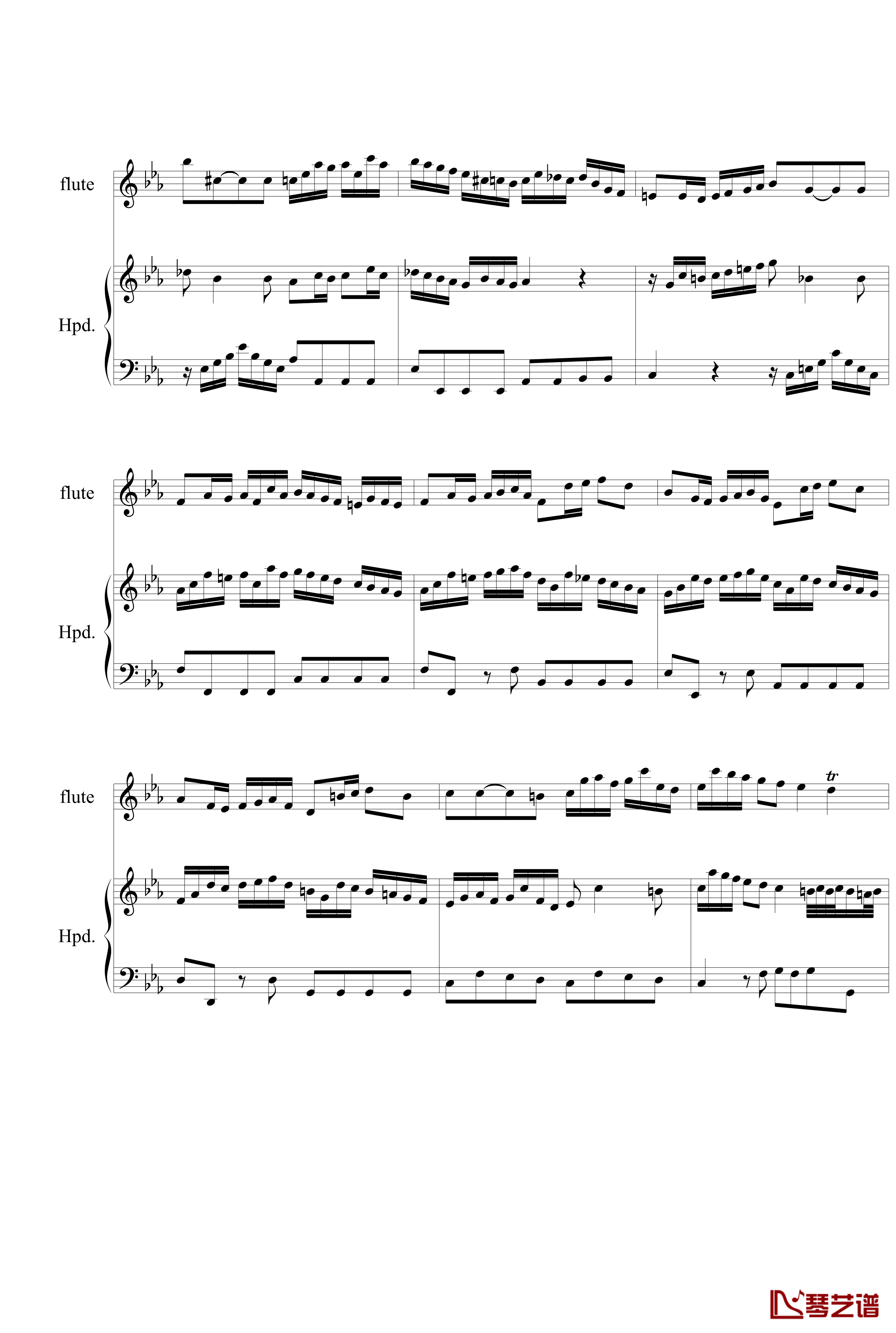 羽管键琴协奏曲BWV1031第一乐章钢琴谱-巴赫-P.E.Bach5