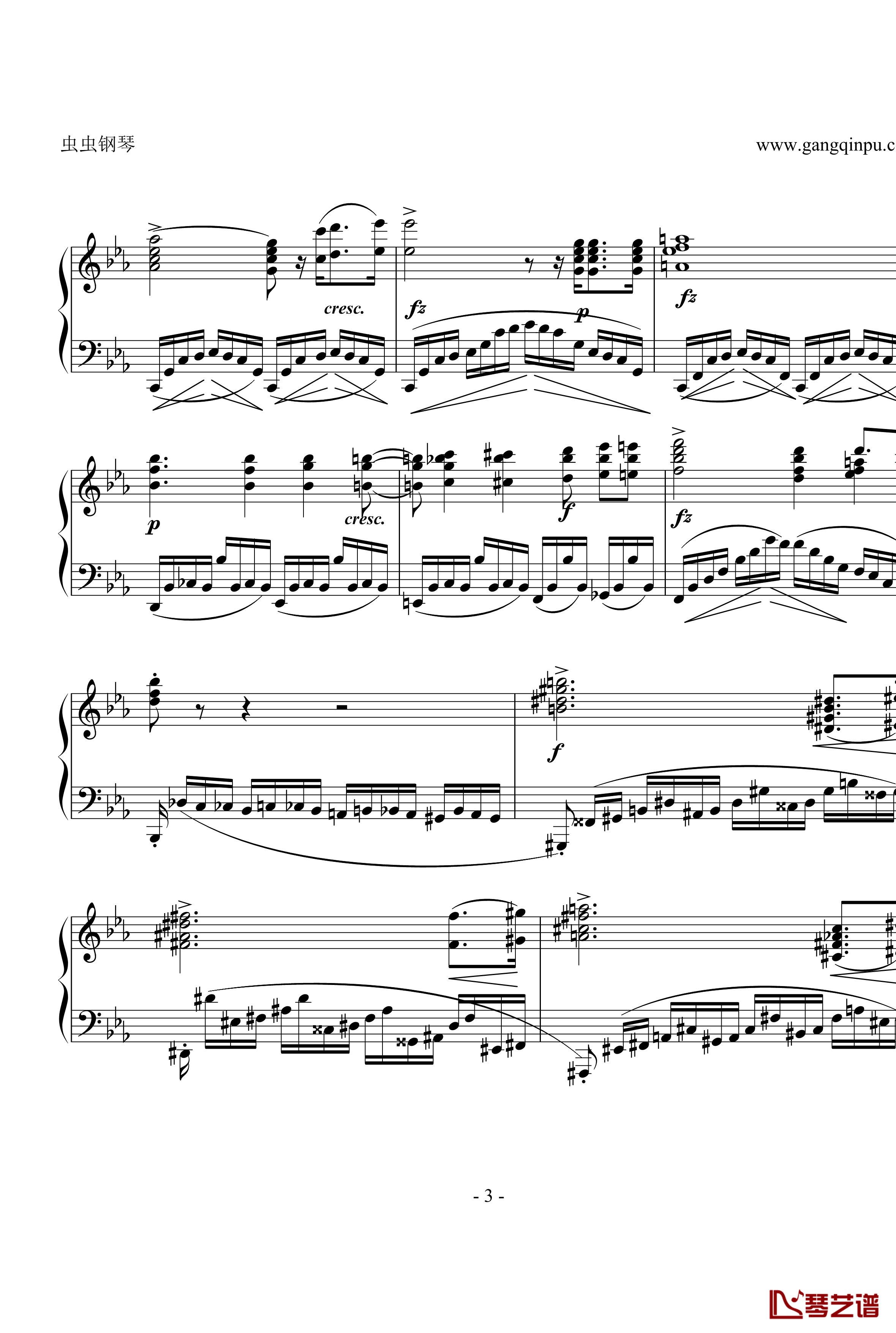 Etude OP.10 No12钢琴谱-肖邦练习曲-革命-chopin3