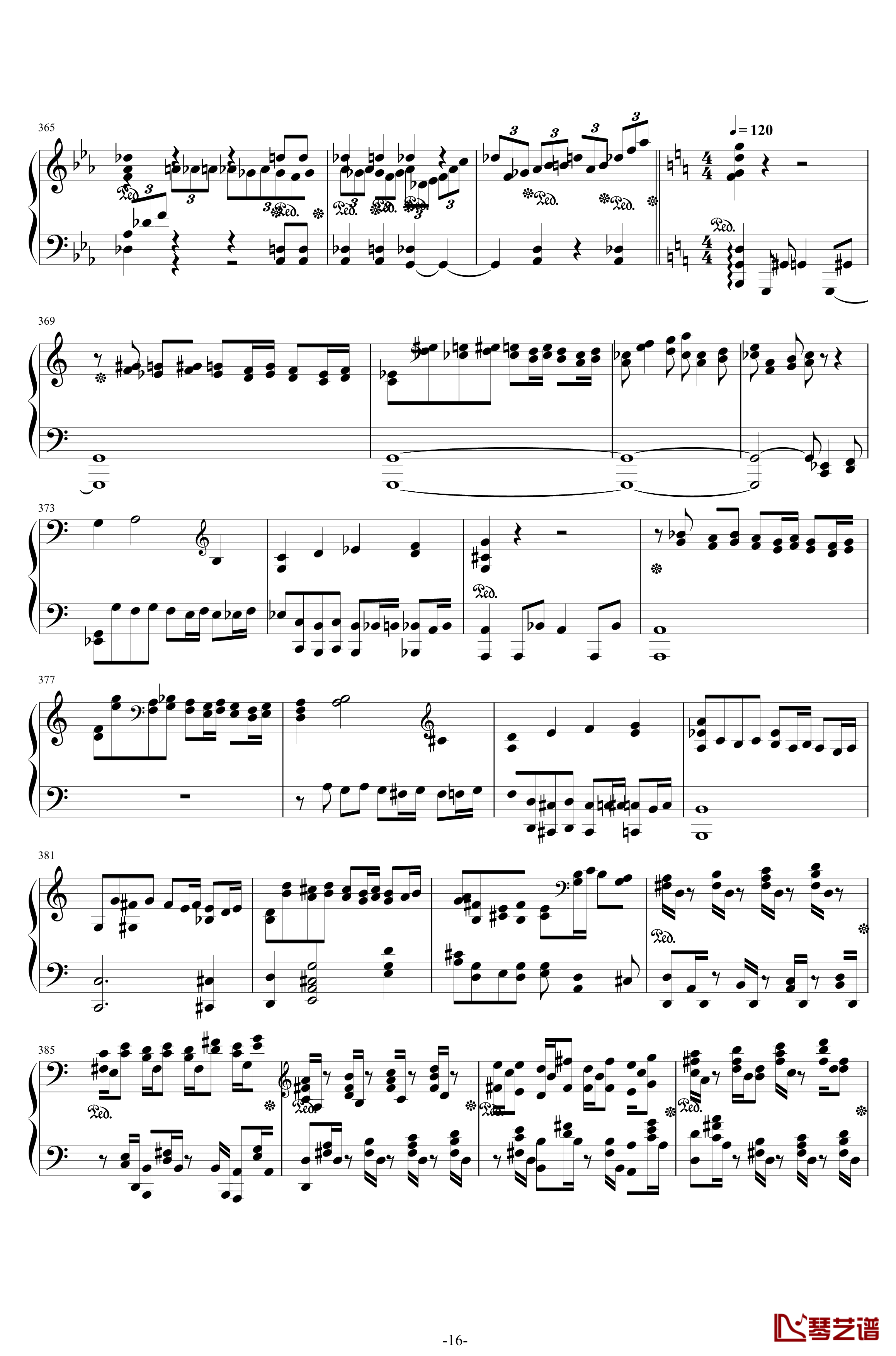 第二钢琴协奏曲钢琴谱-第三乐章独奏版-c小调-拉赫马尼若夫16