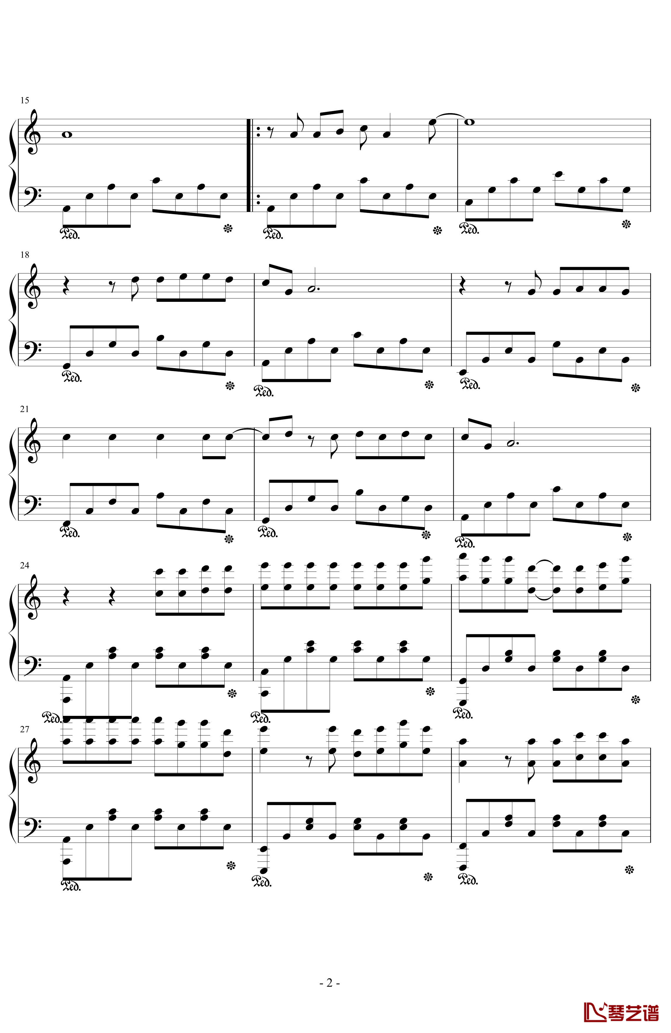 黄昏钢琴谱-优美简单版-周传雄2