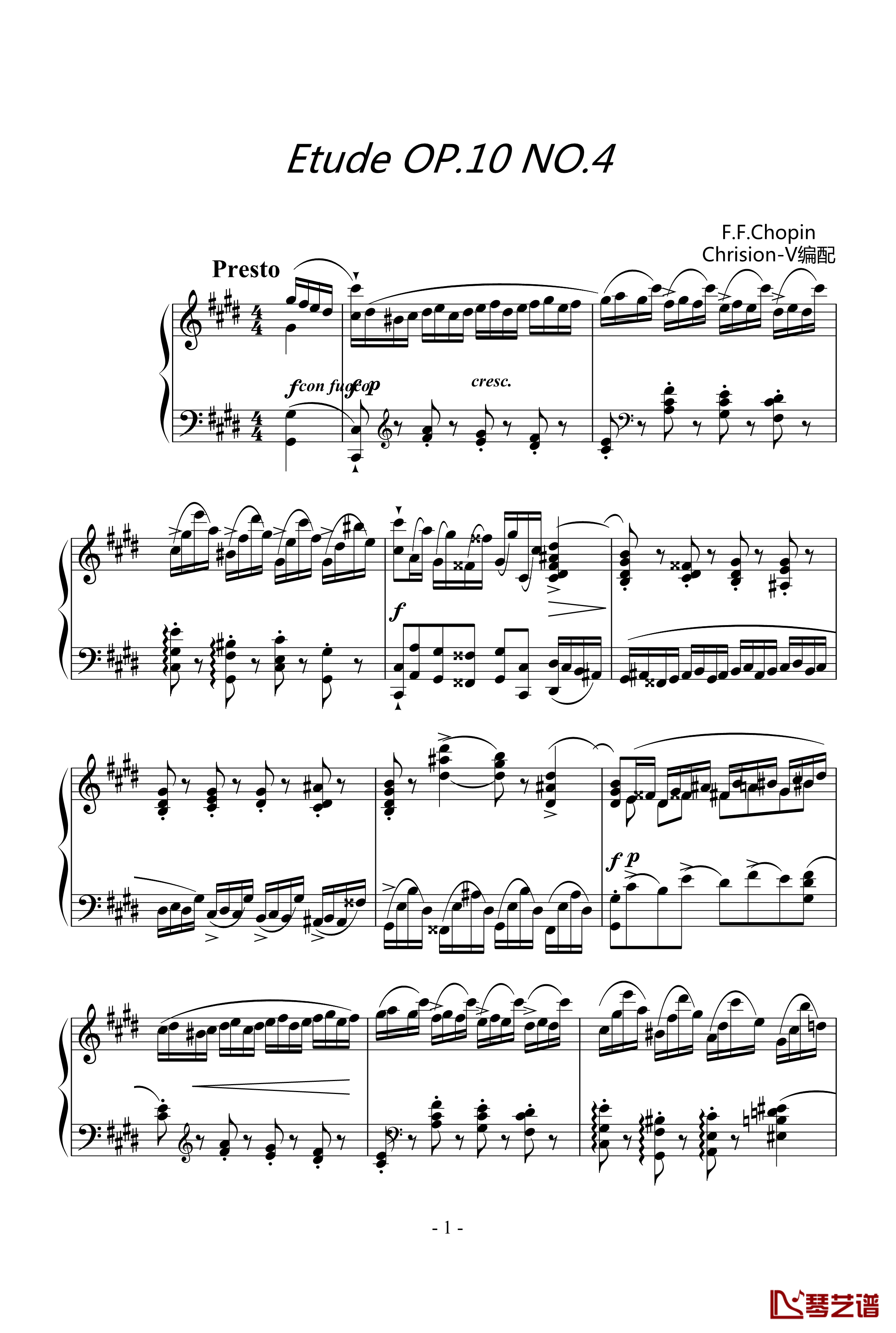Etude OP.10 NO.4钢琴谱-肖邦练习曲-肖邦-chopin1
