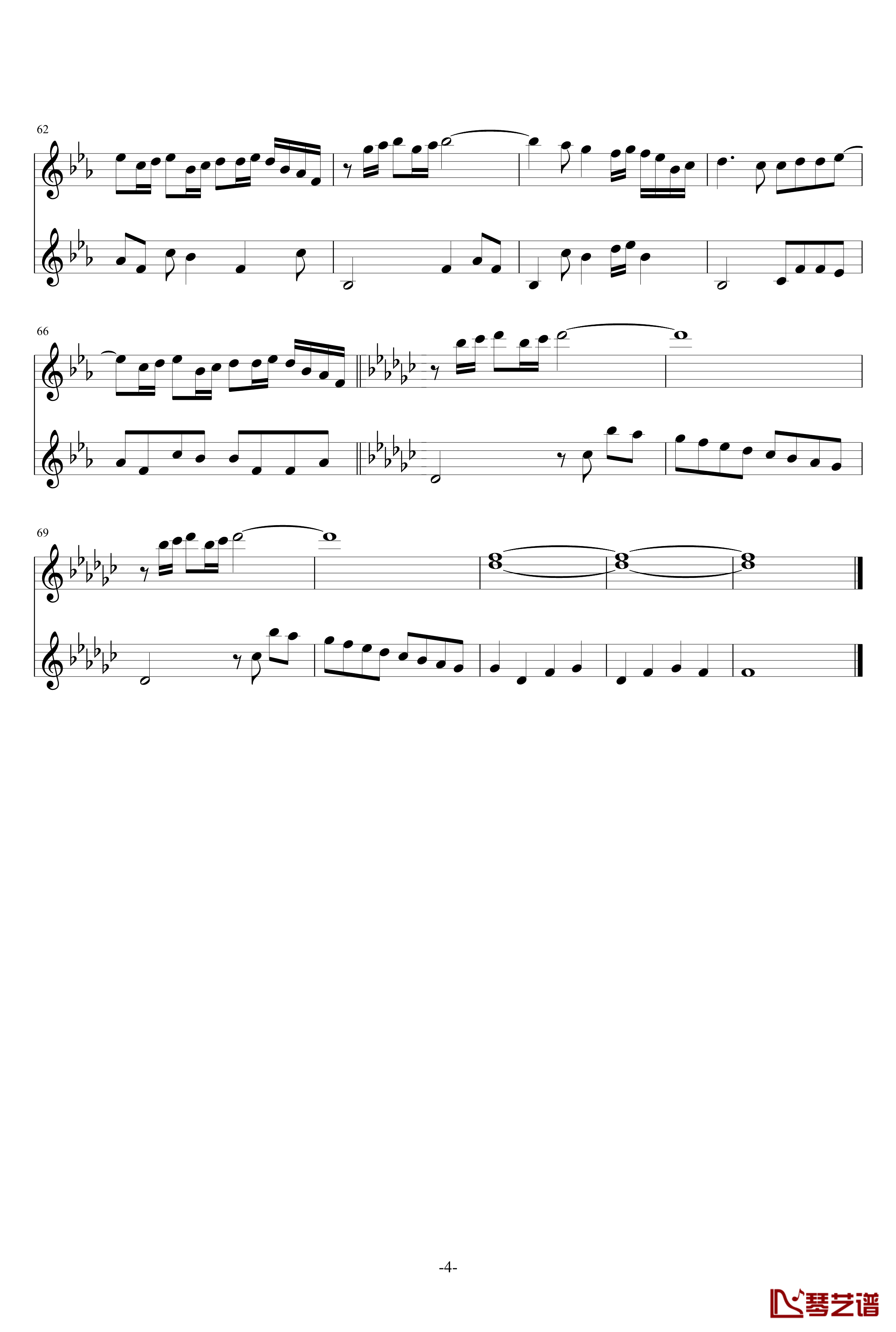 卡农欢乐版钢琴谱-双小提琴版-帕赫贝尔-Pachelbel4