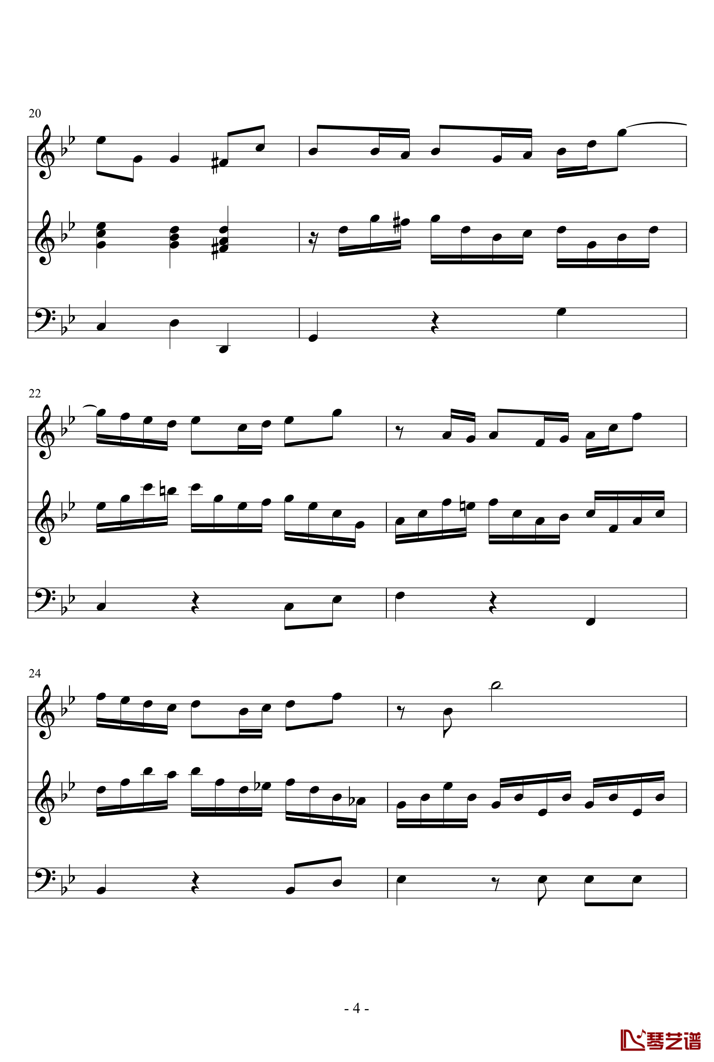长笛与羽管键琴奏鸣曲第一乐章钢琴谱-巴赫-P.E.Bach4