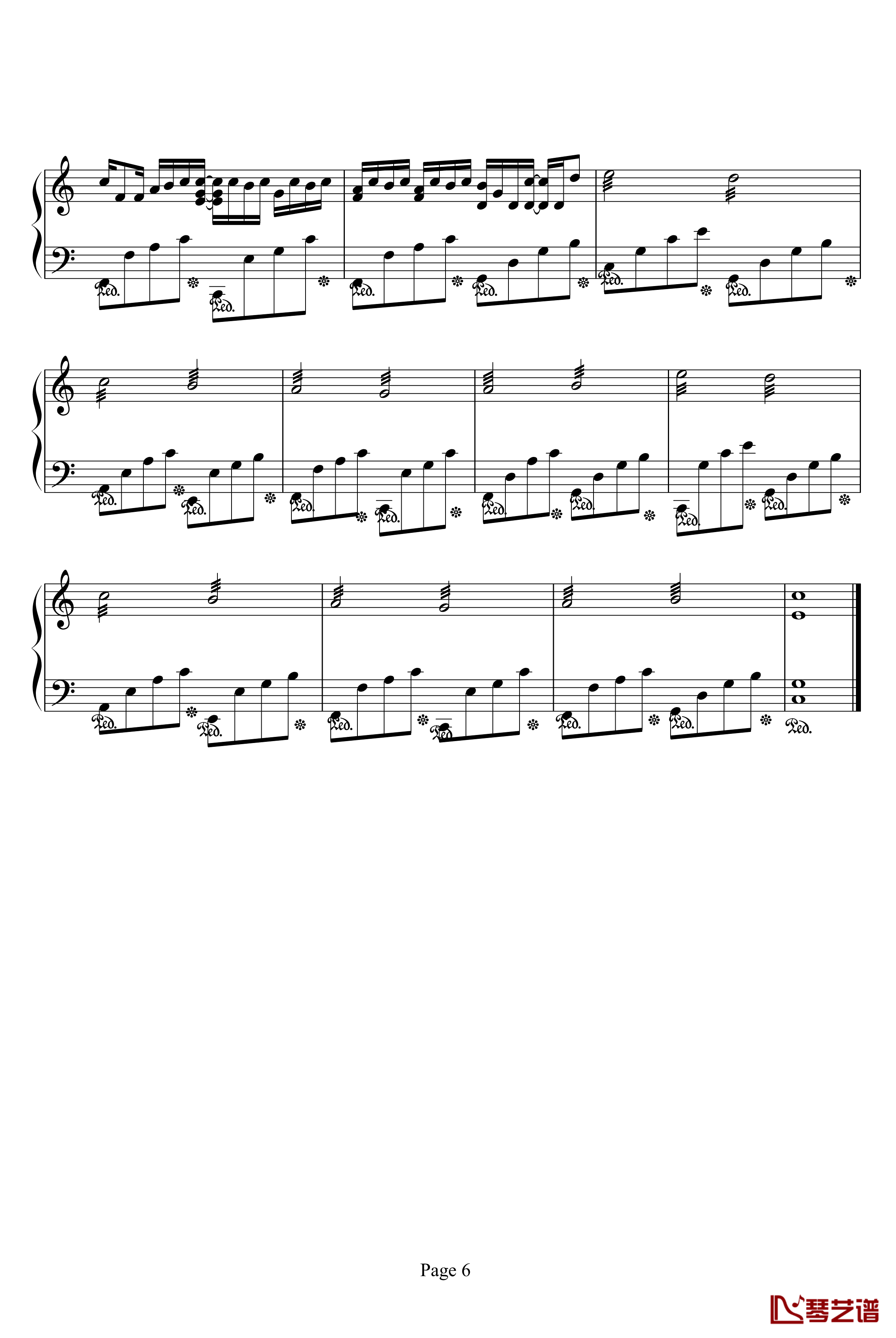 卡农钢琴谱-情感100%-帕赫贝尔-Pachelbel6