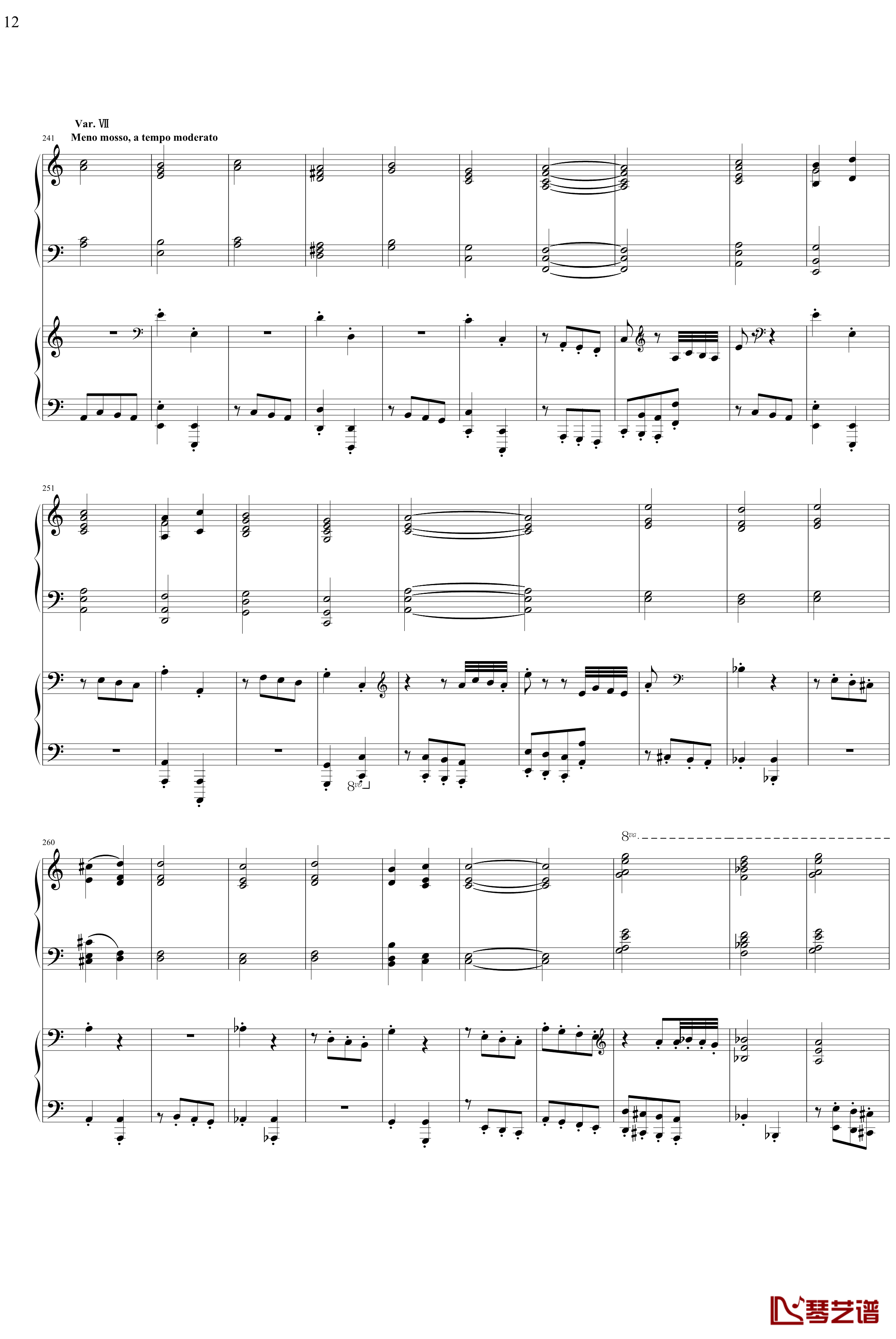 帕格尼主题狂想曲钢琴谱-1~10变奏-拉赫马尼若夫12