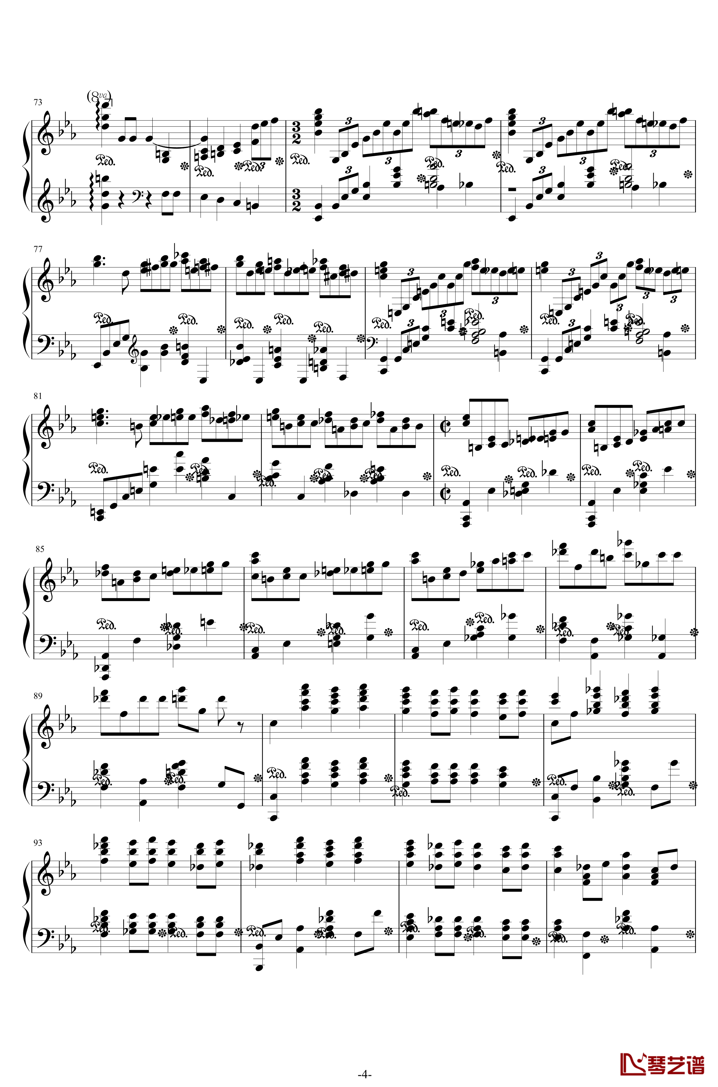 第二钢琴协奏曲钢琴谱-第三乐章独奏版-c小调-拉赫马尼若夫4