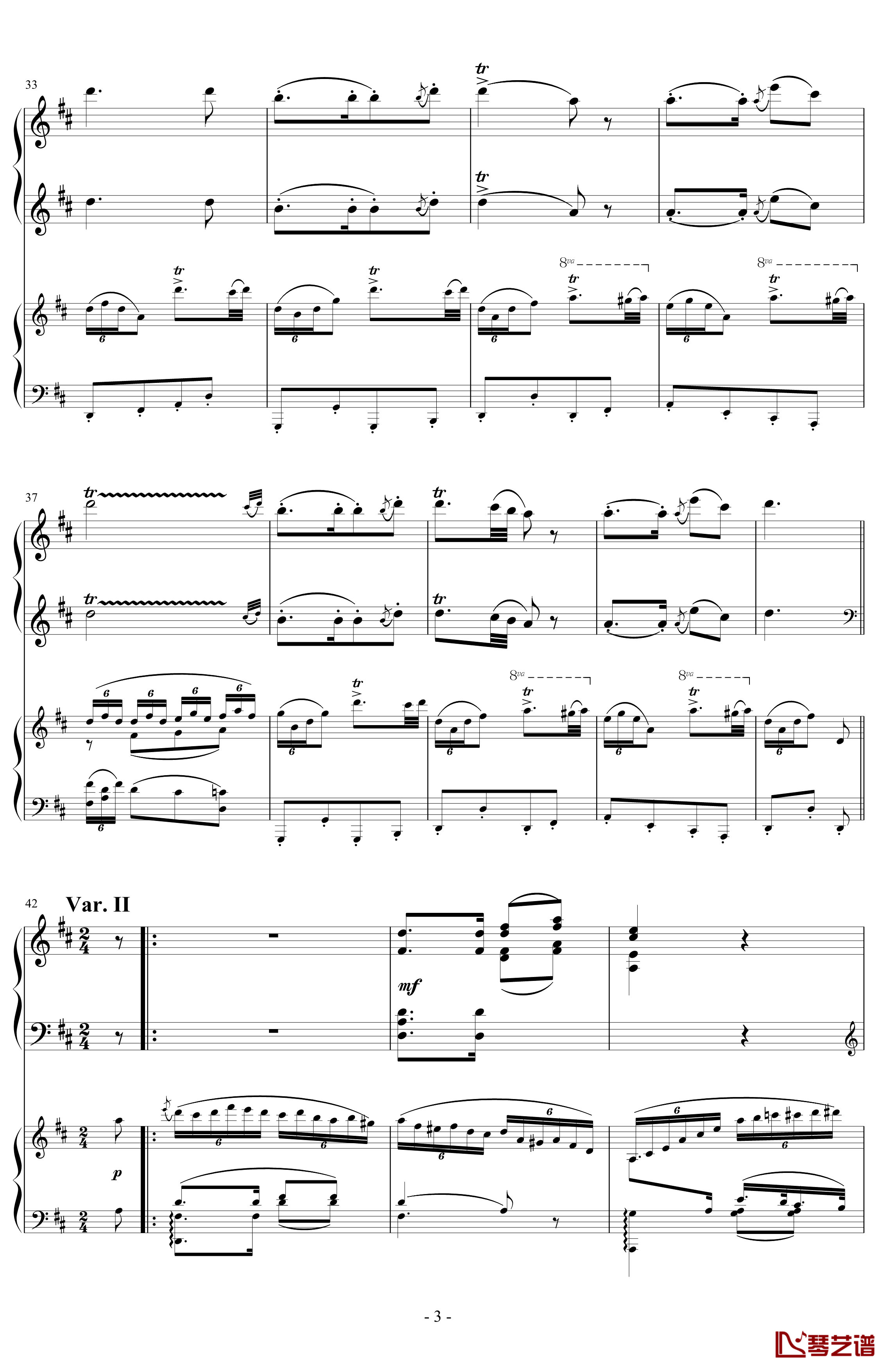 A大调弦乐五重奏“鳟鱼”第四乐章钢琴谱-两架钢琴谱-舒伯特3