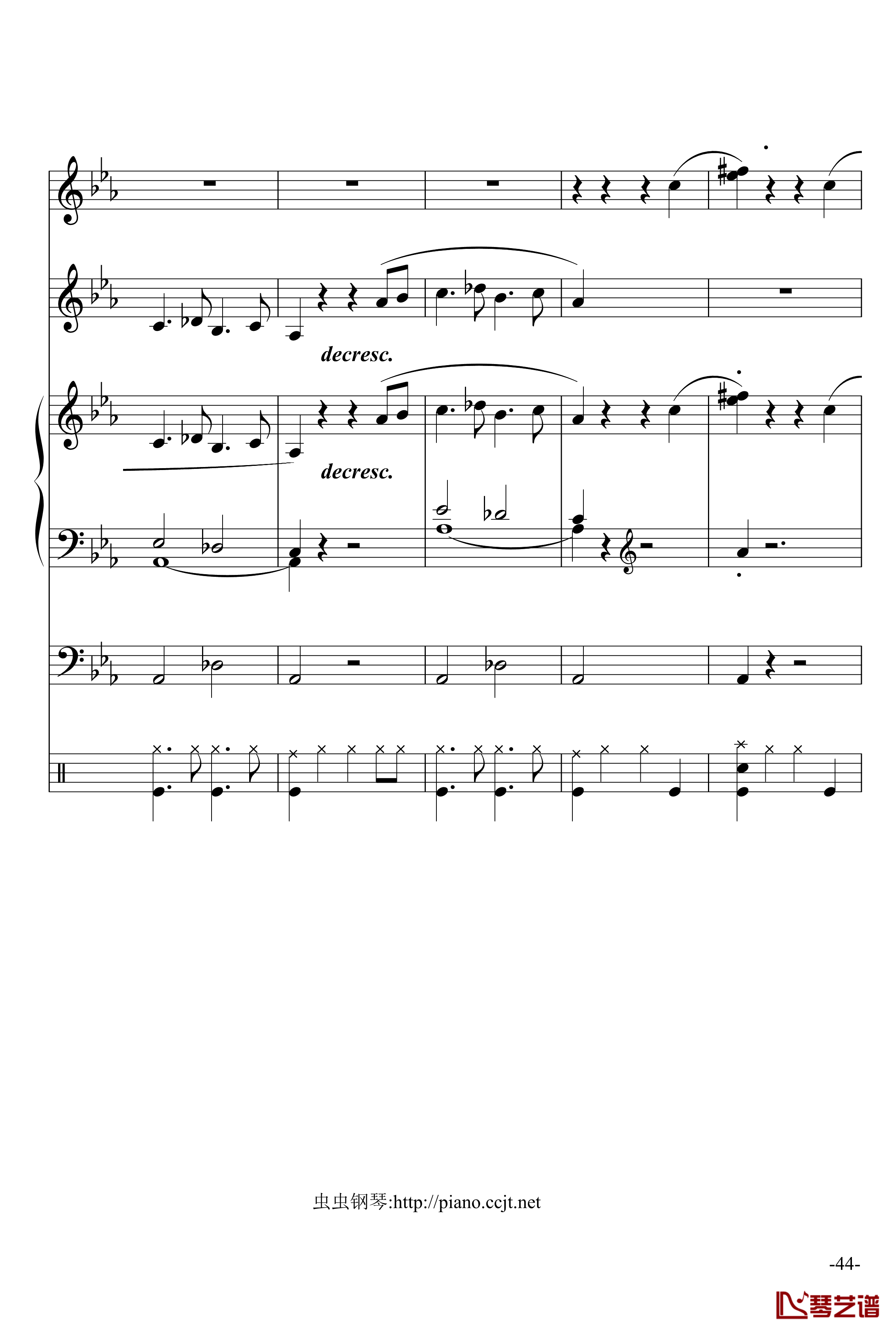 悲怆奏鸣曲钢琴谱-加小乐队-贝多芬-beethoven44