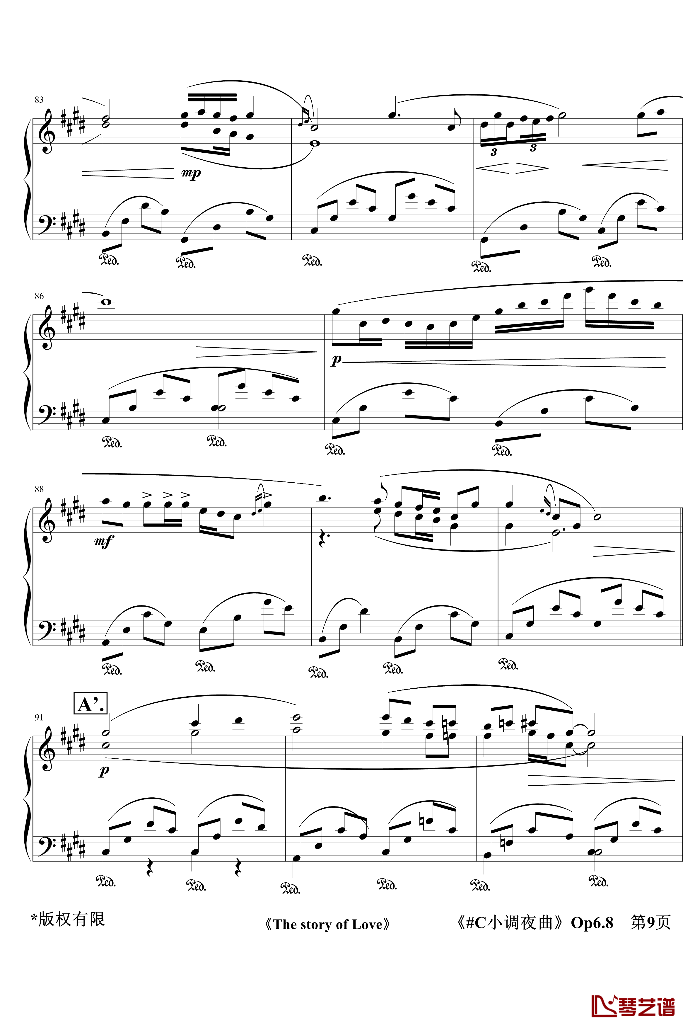 C小调夜曲Op6.8钢琴谱-jerry57439