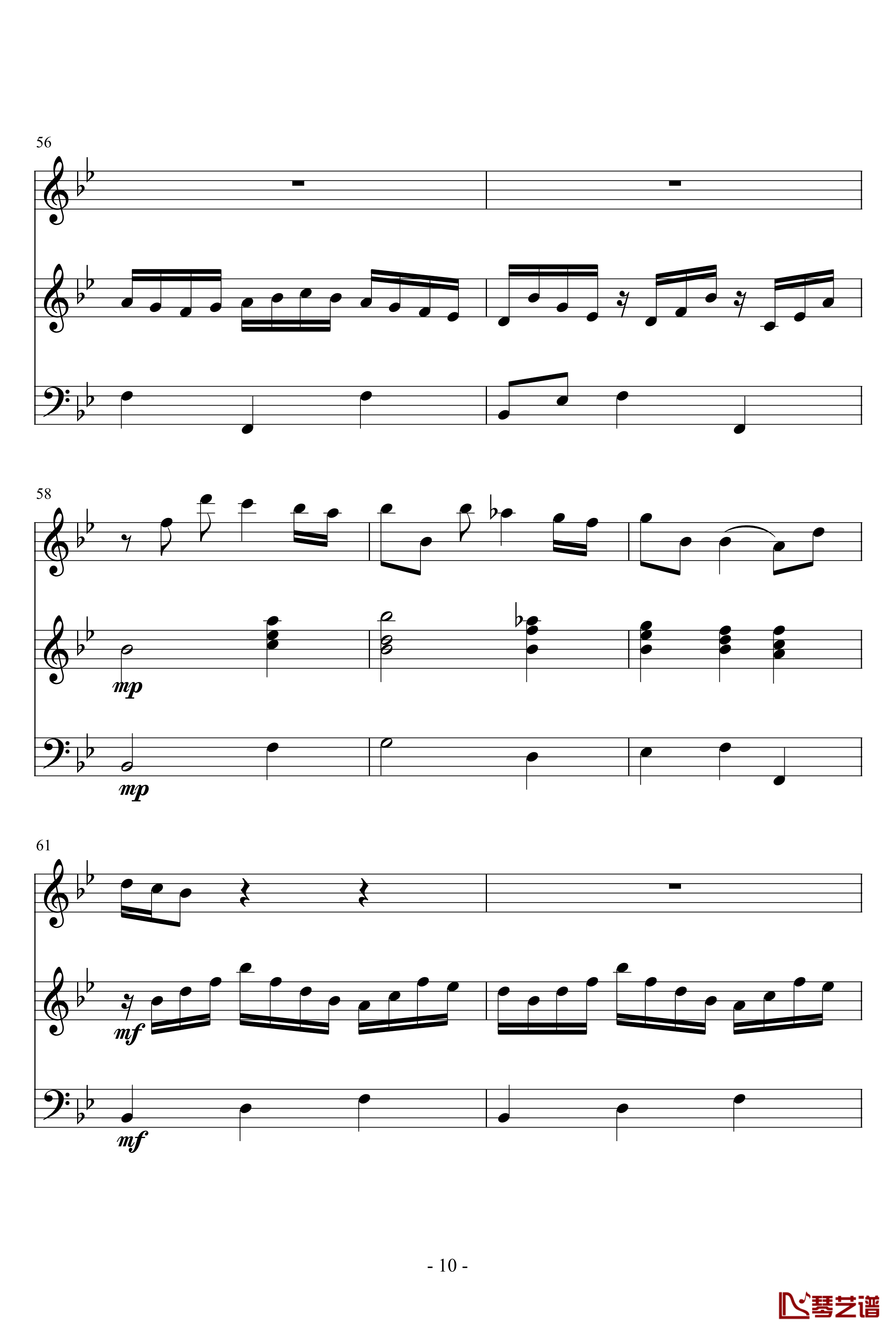 长笛与羽管键琴奏鸣曲第一乐章钢琴谱-巴赫-P.E.Bach10