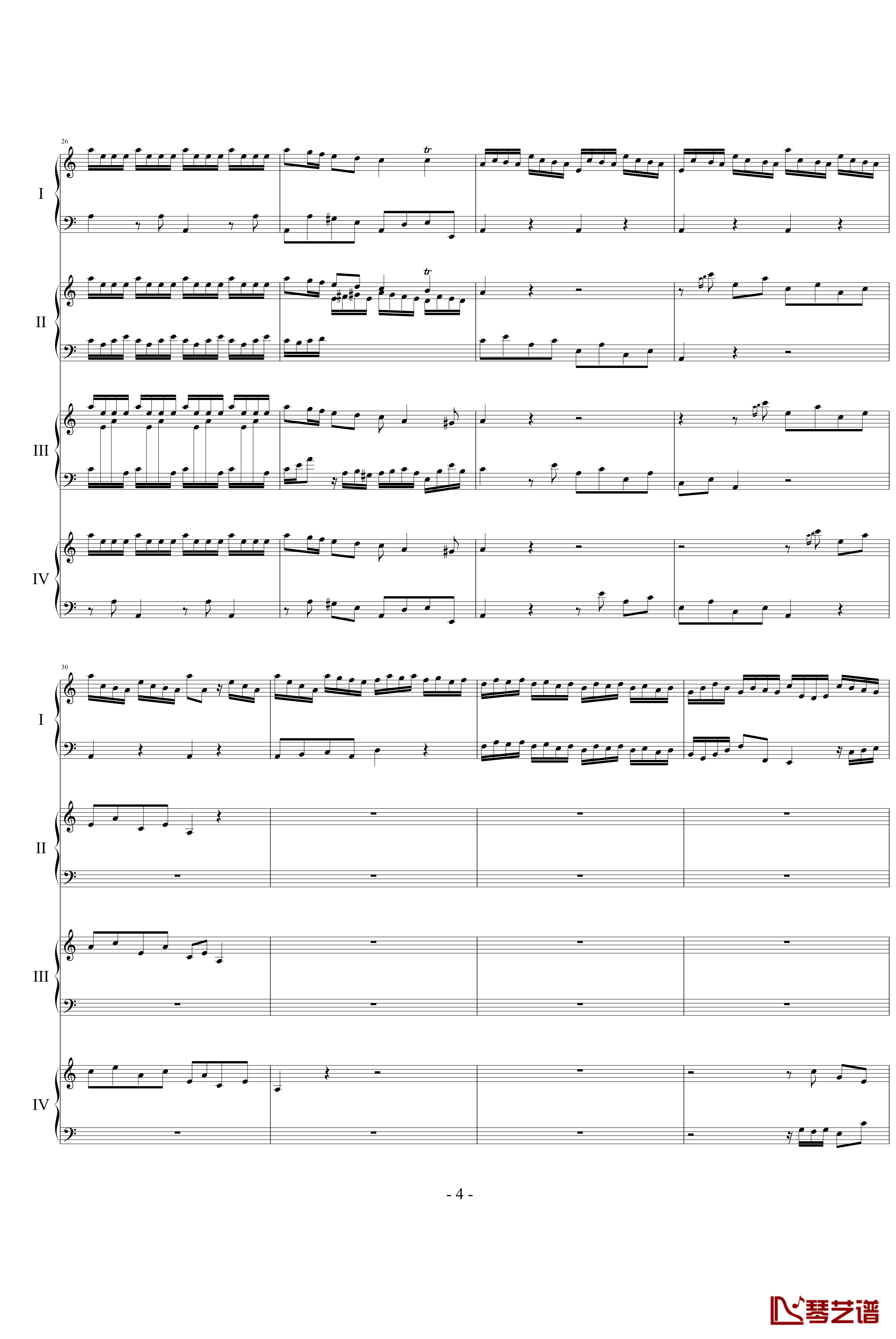 巴赫为四架钢琴写的钢琴协奏曲钢琴谱-巴赫-P.E.Bach4