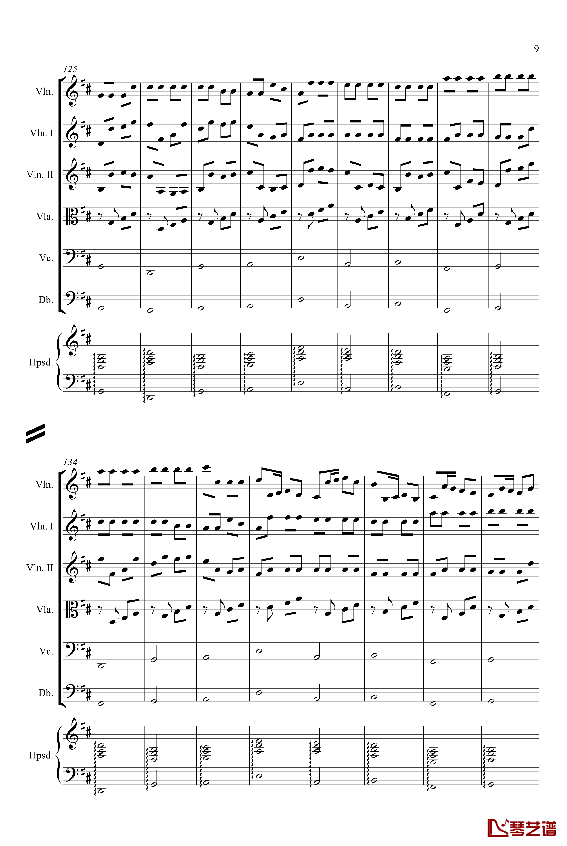 卡农交响曲钢琴谱-帕赫贝尔-Pachelbel9