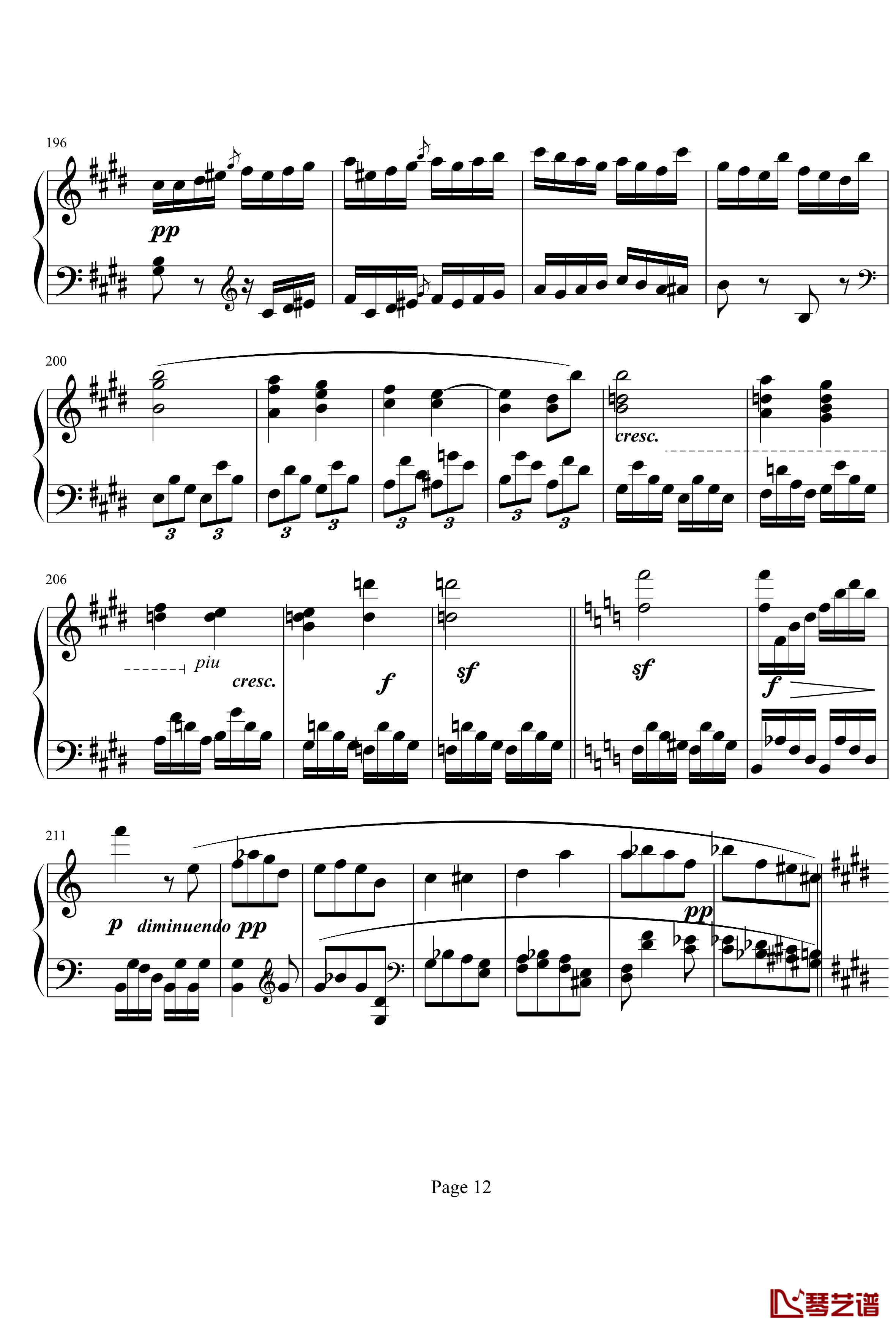 贝多芬第27钢琴奏鸣曲第二乐章钢琴谱-贝多芬12
